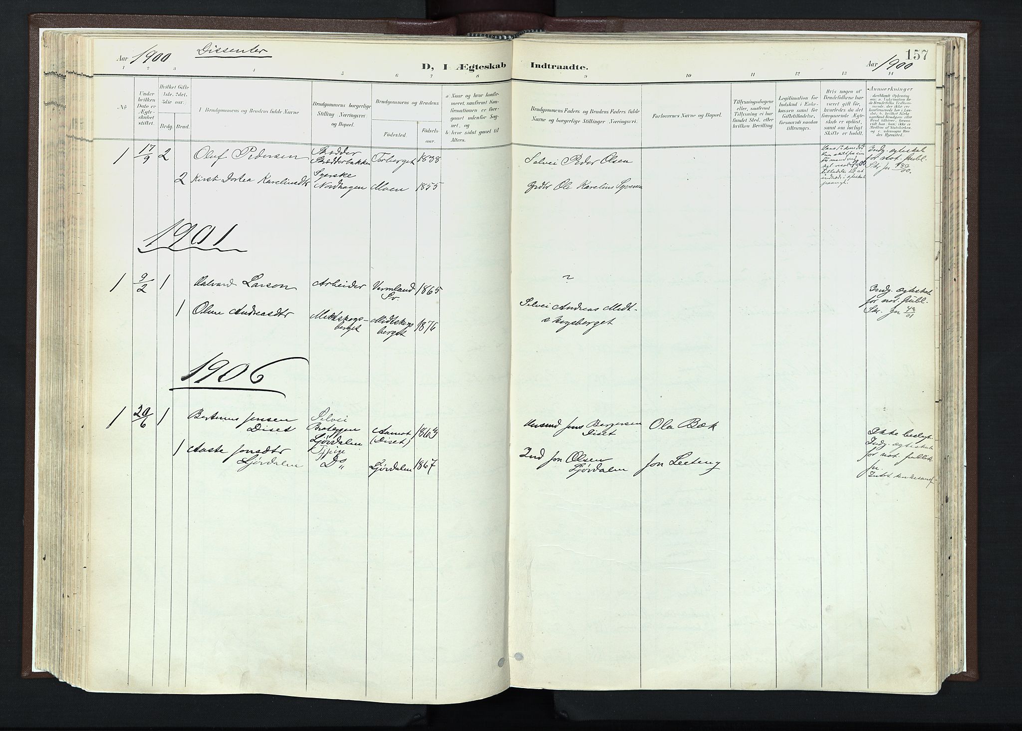 Trysil prestekontor, SAH/PREST-046/H/Ha/Haa/L0013: Parish register (official) no. 13, 1898-1911, p. 157