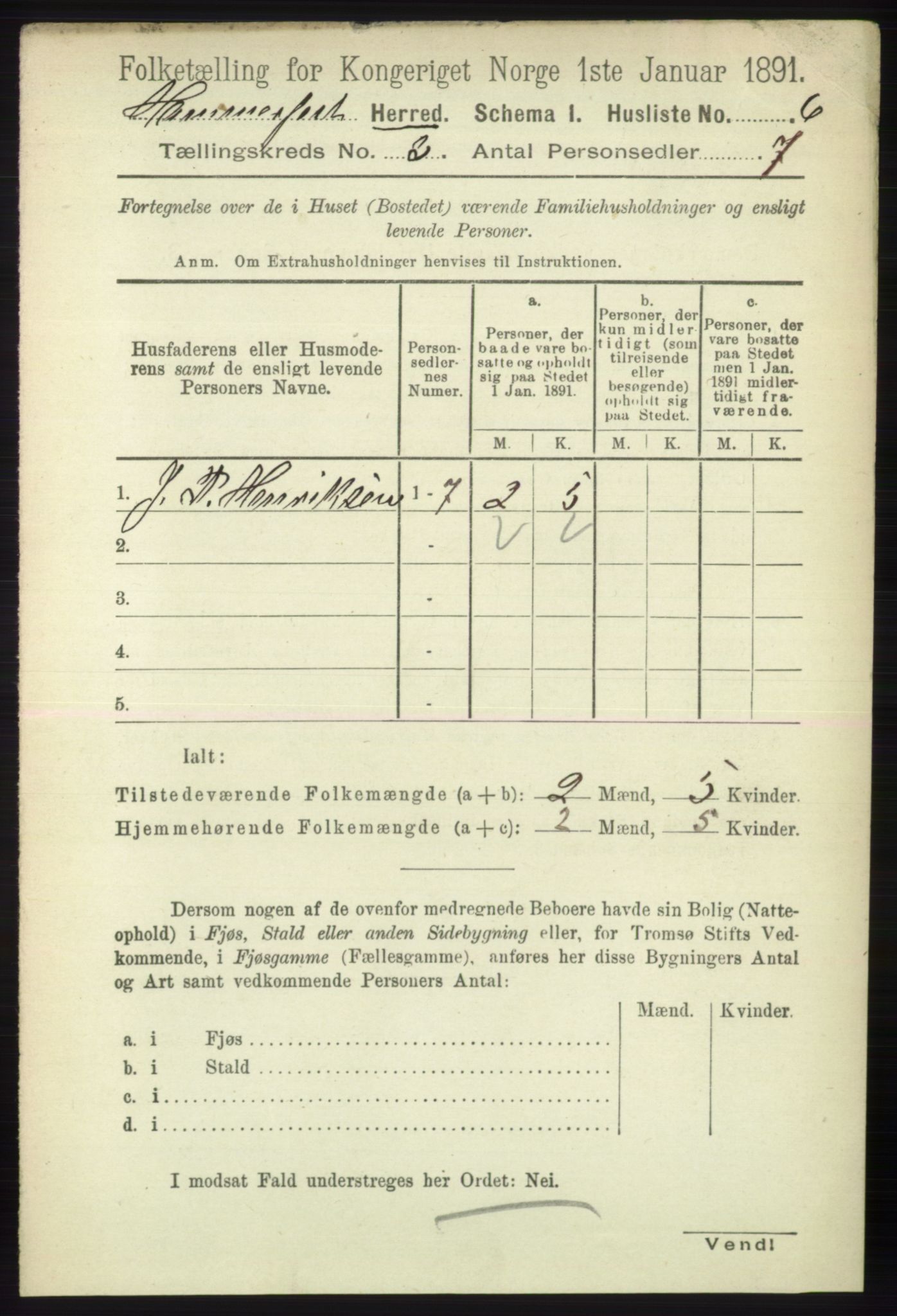 RA, 1891 census for 2016 Hammerfest, 1891, p. 995