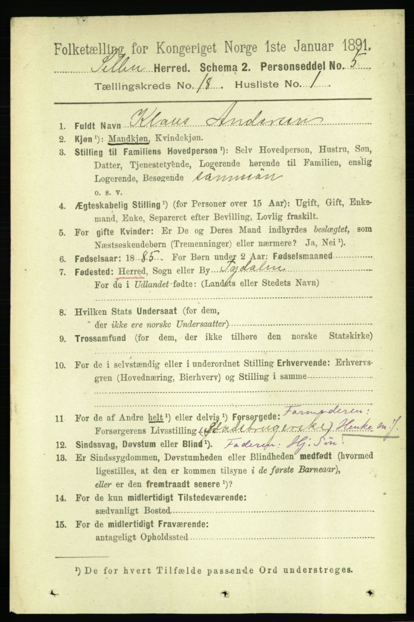 RA, 1891 census for 1664 Selbu, 1891, p. 6472