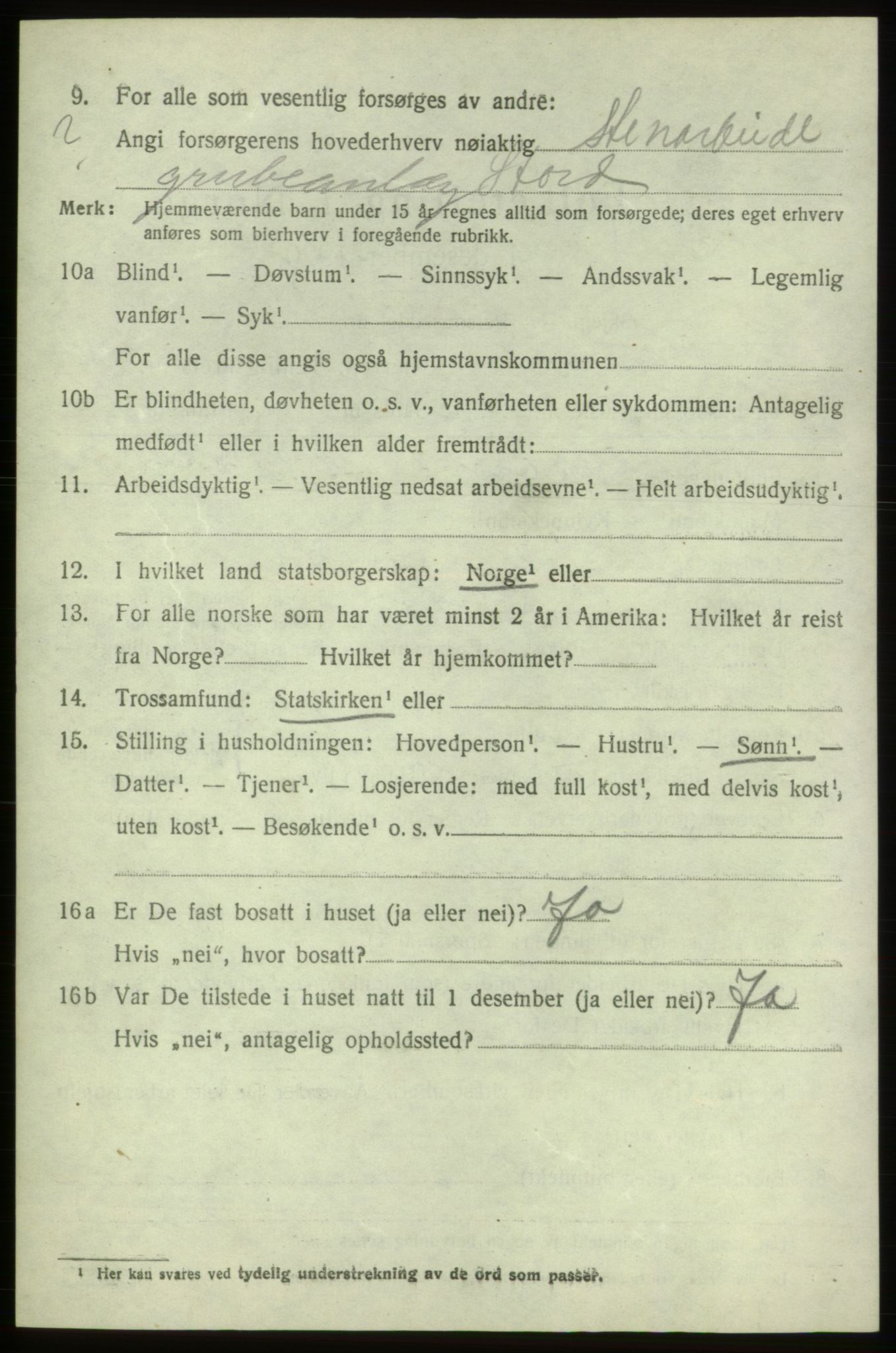 SAB, 1920 census for Stord, 1920, p. 7564