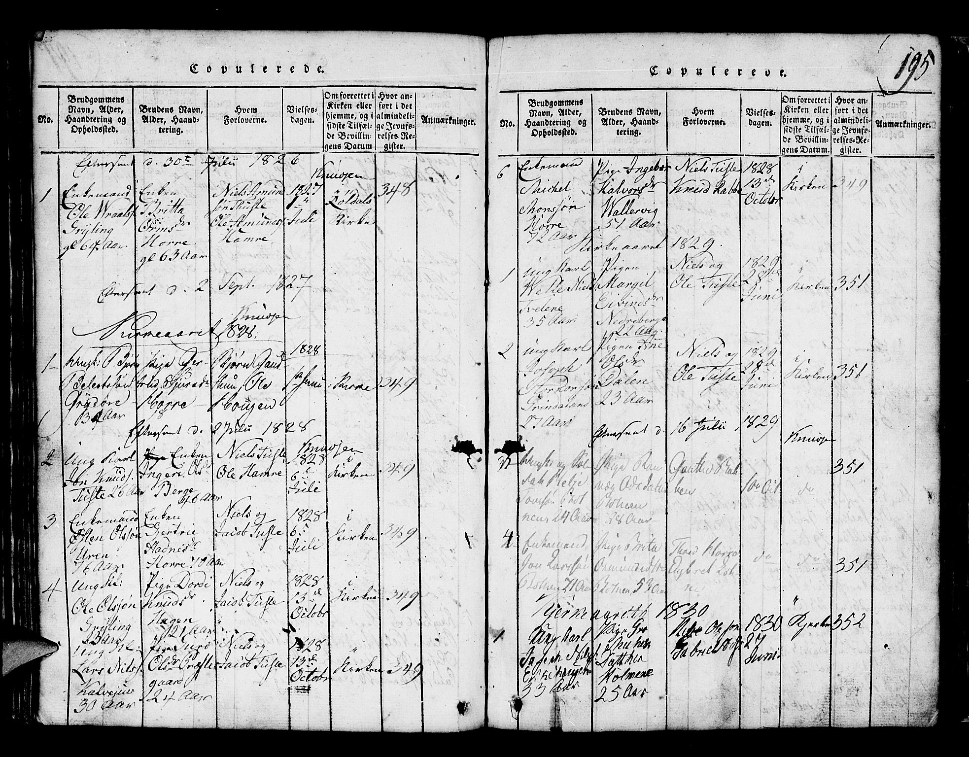 Røldal sokneprestembete, SAB/A-100247: Parish register (copy) no. A 1, 1817-1860, p. 195