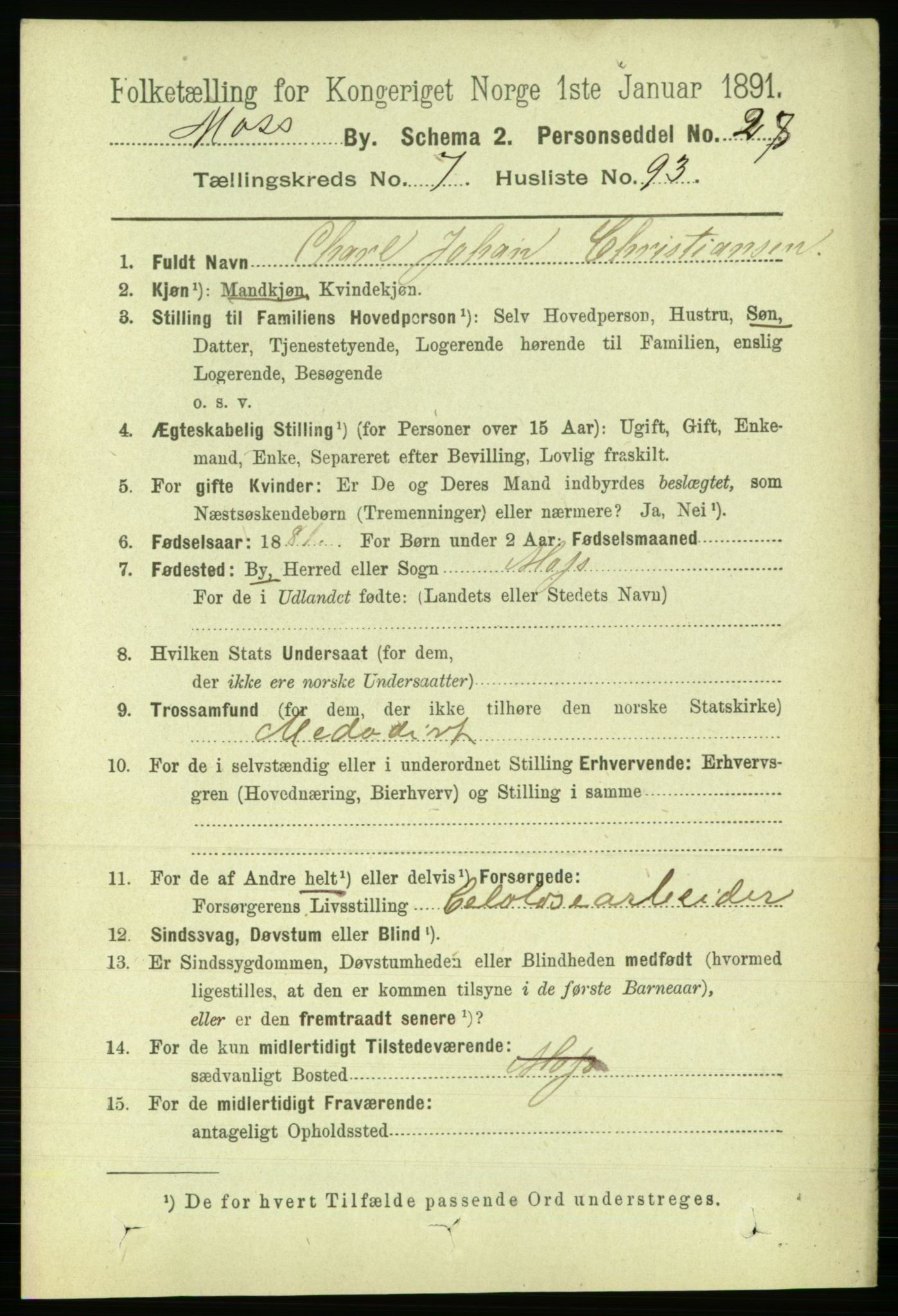 RA, 1891 census for 0104 Moss, 1891, p. 4706