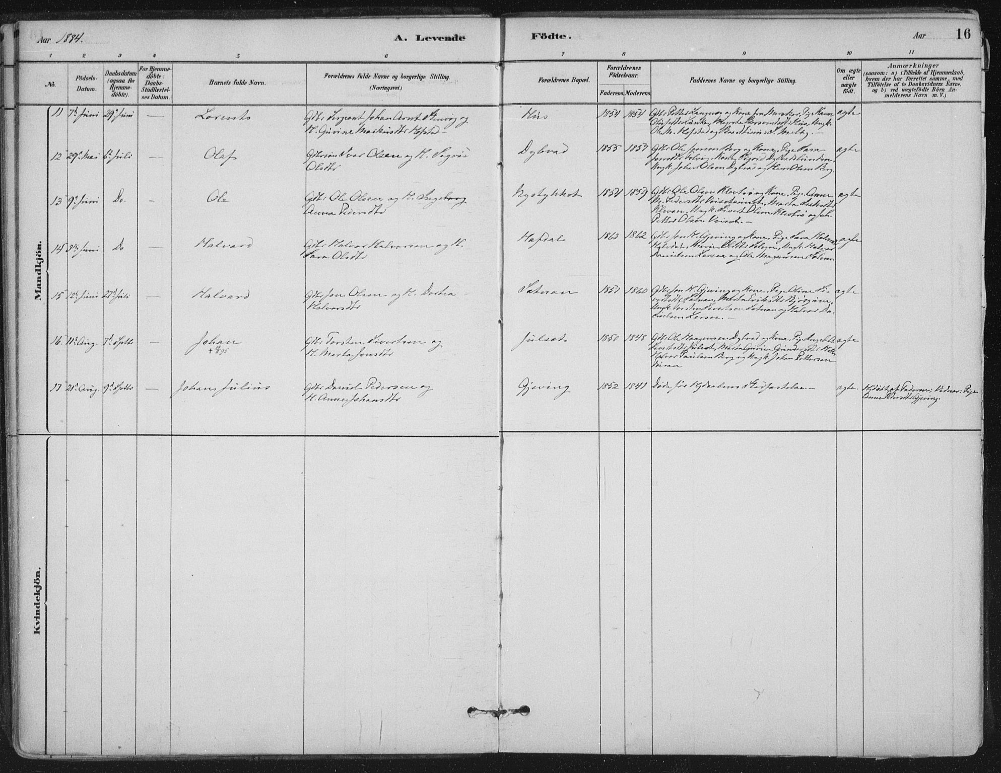 Ministerialprotokoller, klokkerbøker og fødselsregistre - Nord-Trøndelag, SAT/A-1458/710/L0095: Parish register (official) no. 710A01, 1880-1914, p. 16
