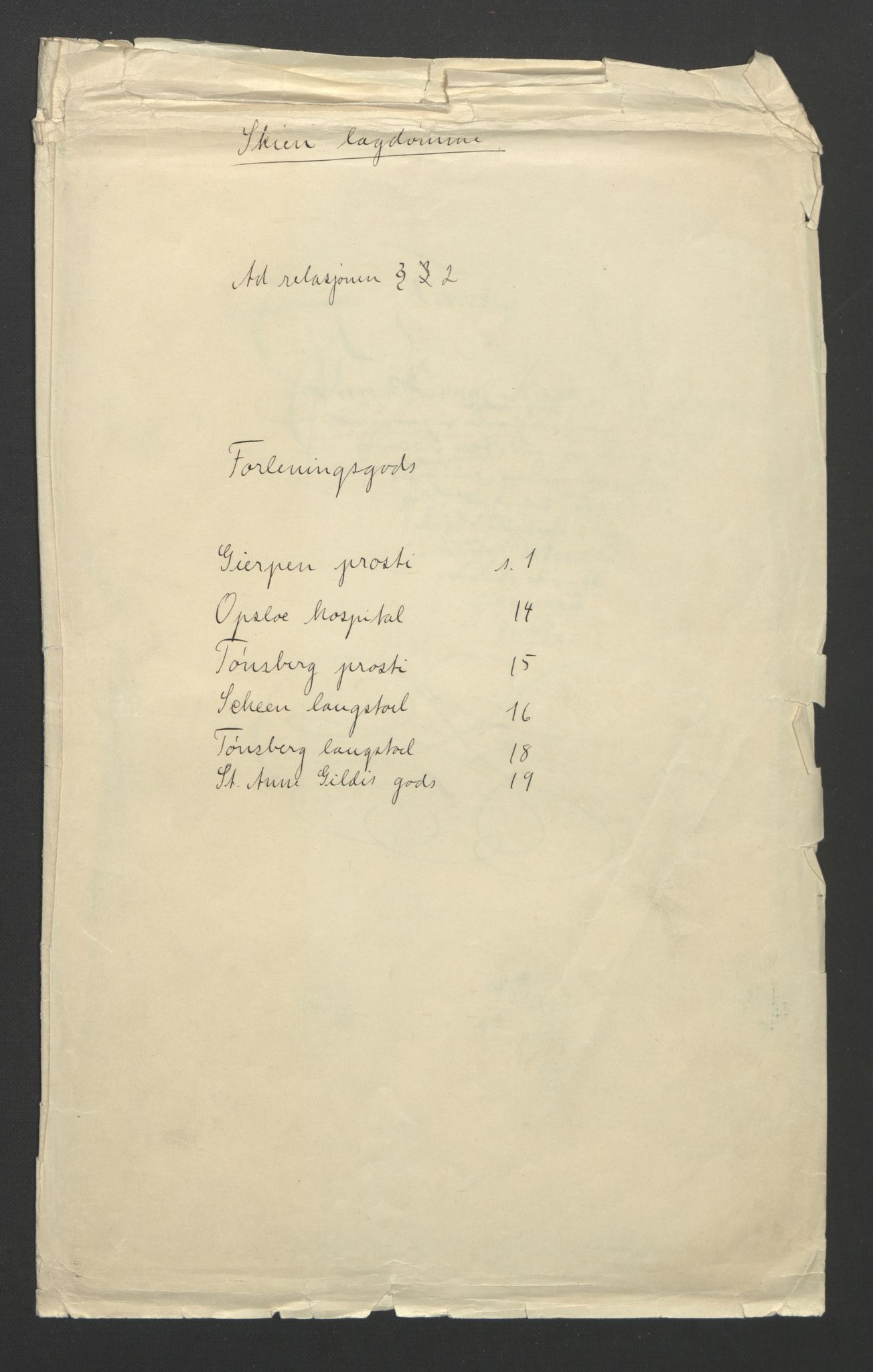 Rentekammeret inntil 1814, Realistisk ordnet avdeling, AV/RA-EA-4070/L/L0018/0003: Skien lagdømme: / Jordebok over en del geistlig og verdslig forleningsgods i Skien lagdømme (Gjerpen prosti, Oslo hospital, Tønsberg prosti, Skien lagstol, Tønsberg lagstol, St. Anne gildes gods), 1661