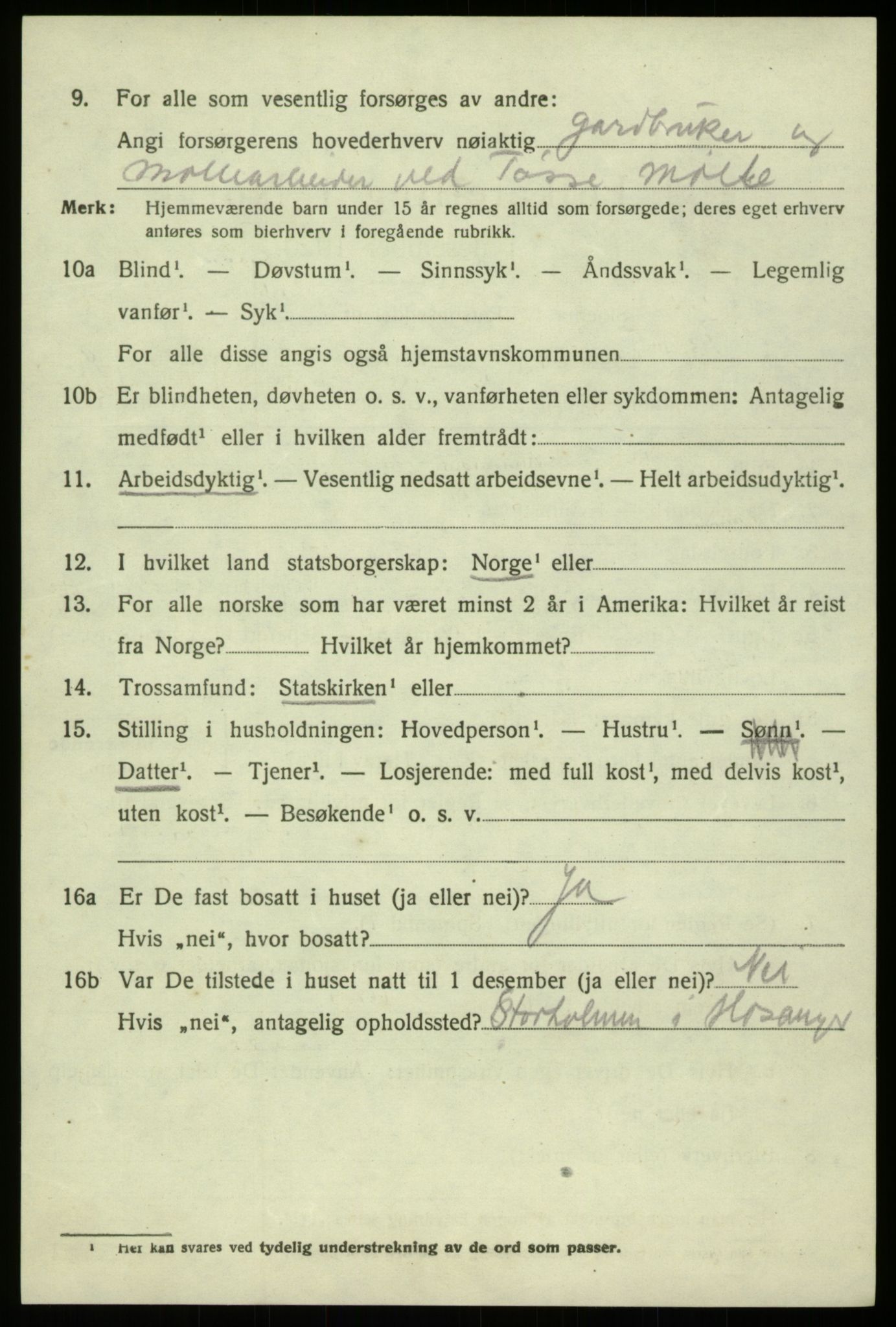 SAB, 1920 census for Hosanger, 1920, p. 4242