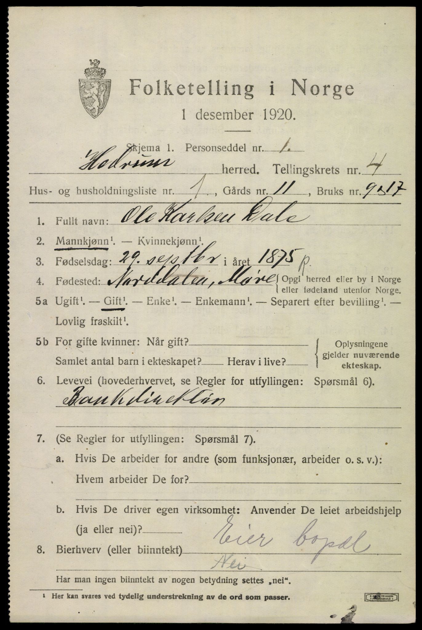 SAKO, 1920 census for Hedrum, 1920, p. 3993