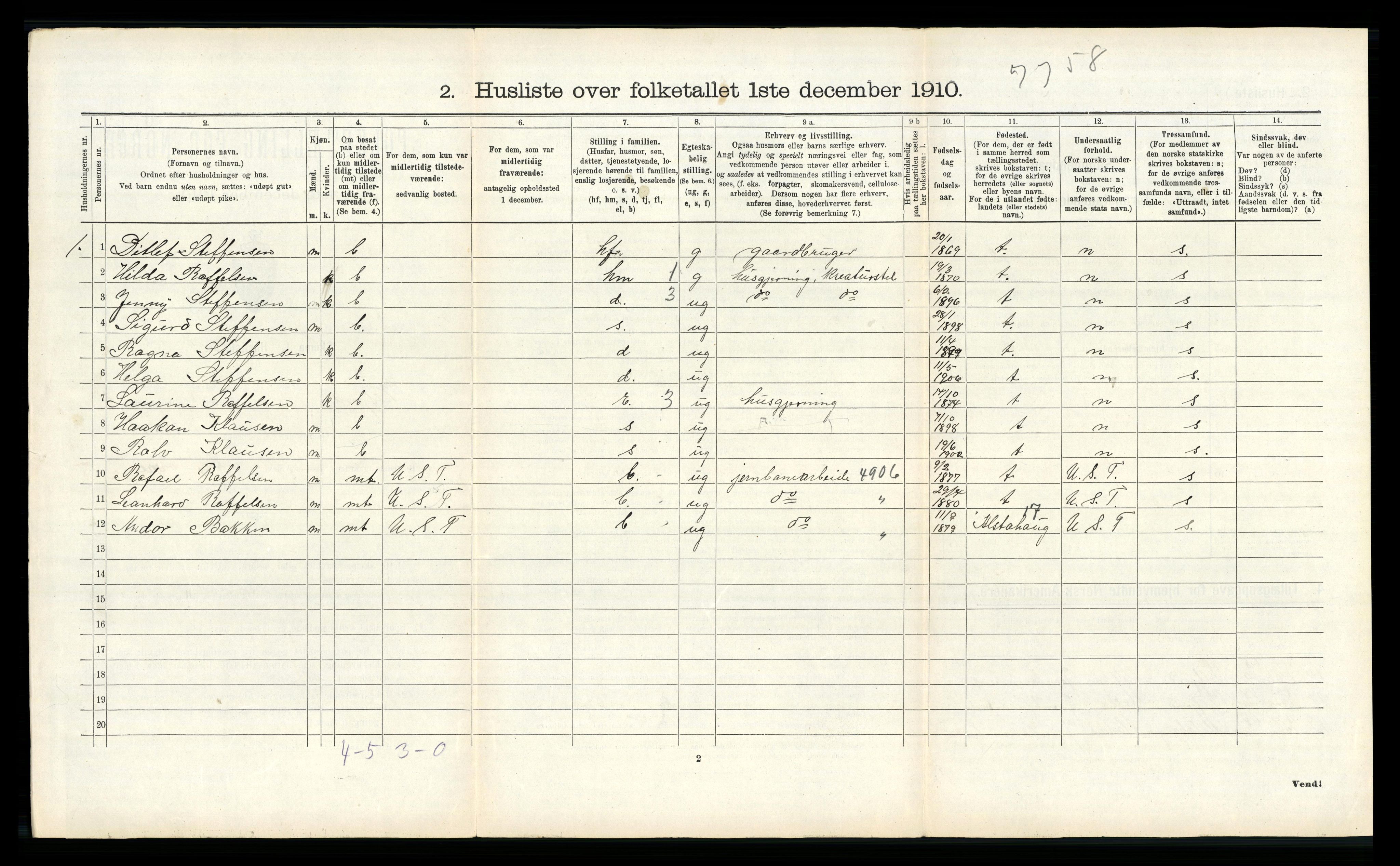 RA, 1910 census for Velfjord, 1910, p. 276