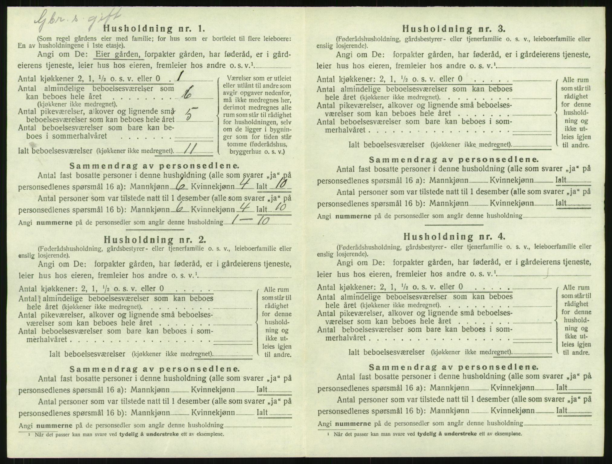 SAT, 1920 census for Rindal, 1920, p. 291