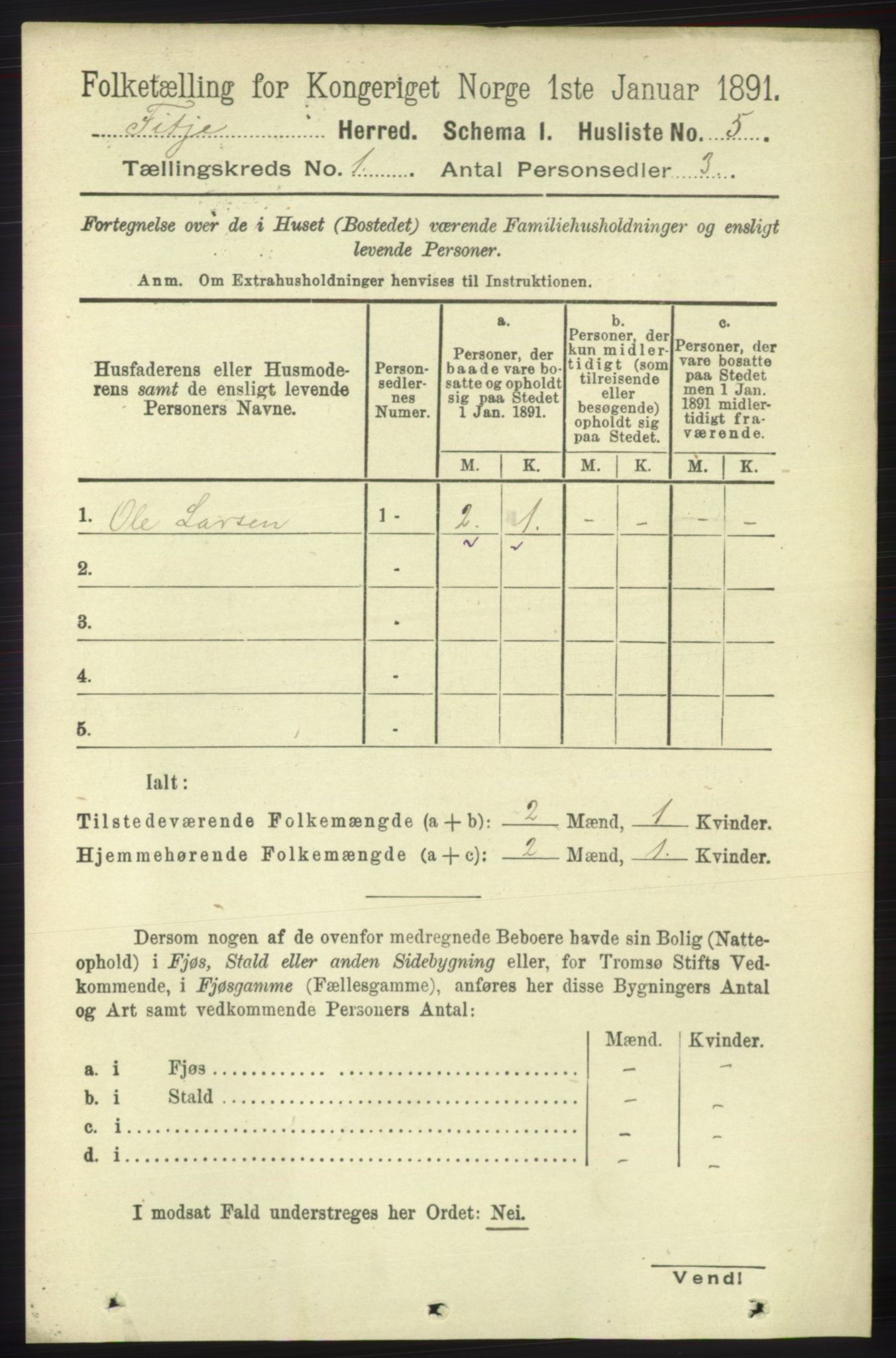 RA, 1891 census for 1222 Fitjar, 1891, p. 24