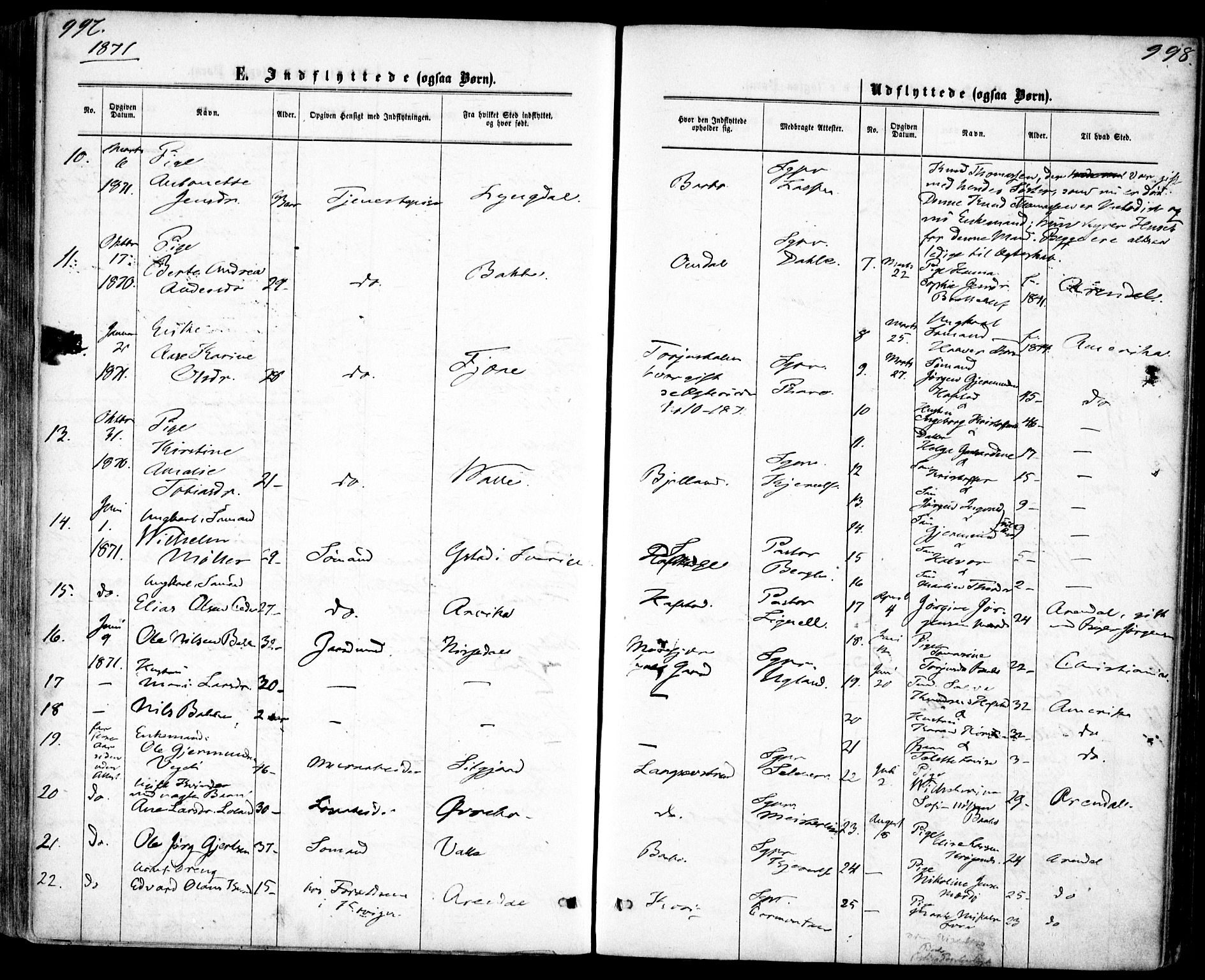 Tromøy sokneprestkontor, AV/SAK-1111-0041/F/Fa/L0008: Parish register (official) no. A 8, 1870-1877, p. 997-998