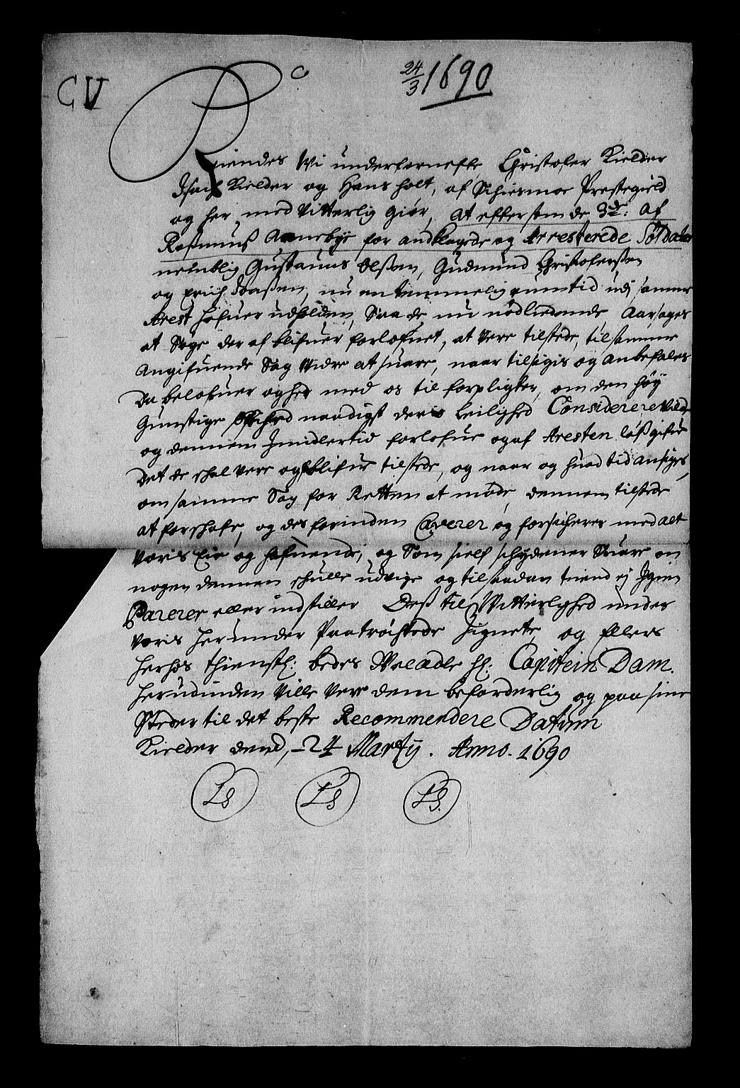 Stattholderembetet 1572-1771, RA/EA-2870/Af/L0003: Avskrifter av vedlegg til originale supplikker, nummerert i samsvar med supplikkbøkene, 1689-1691, p. 146