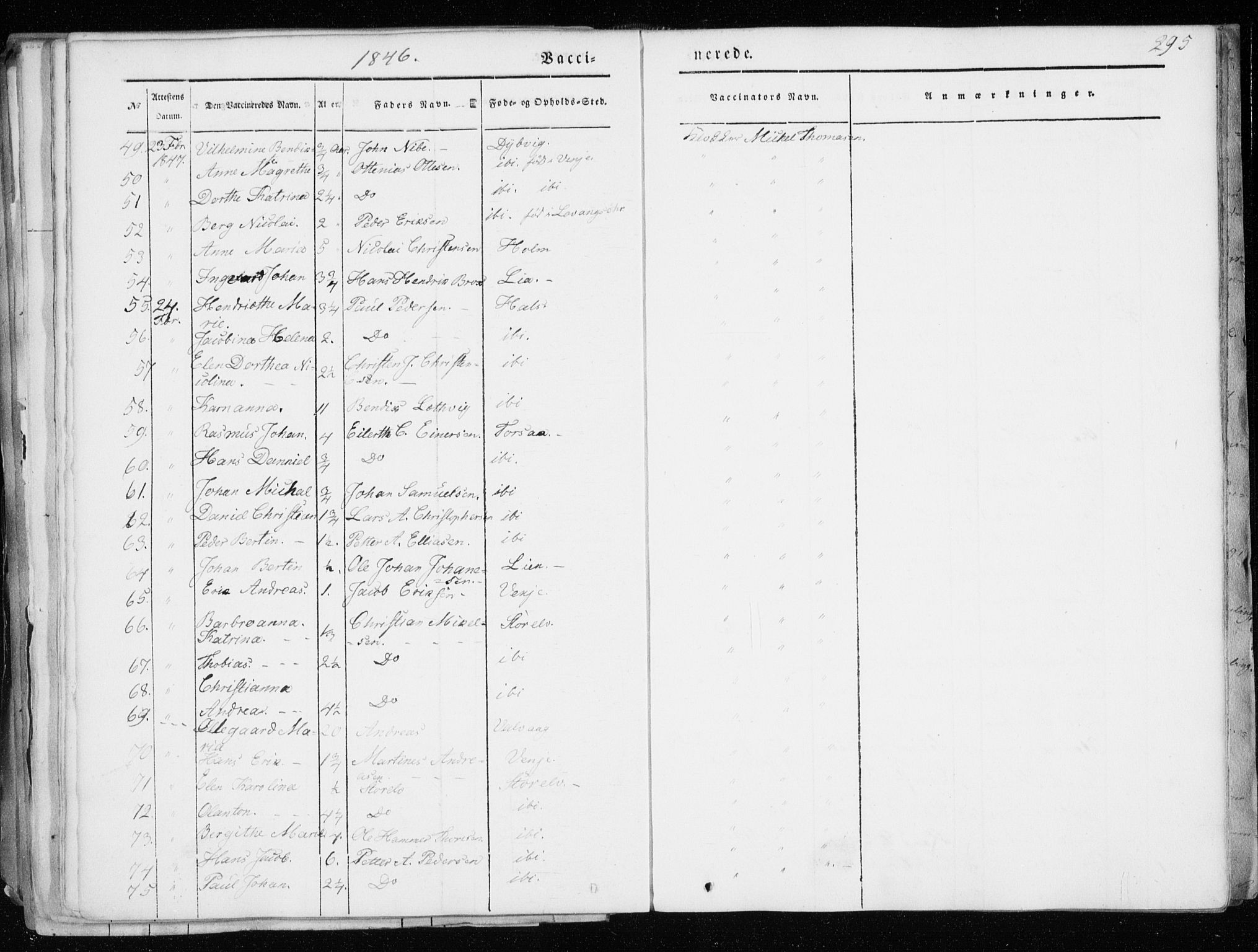 Tranøy sokneprestkontor, AV/SATØ-S-1313/I/Ia/Iaa/L0006kirke: Parish register (official) no. 6, 1844-1855, p. 295