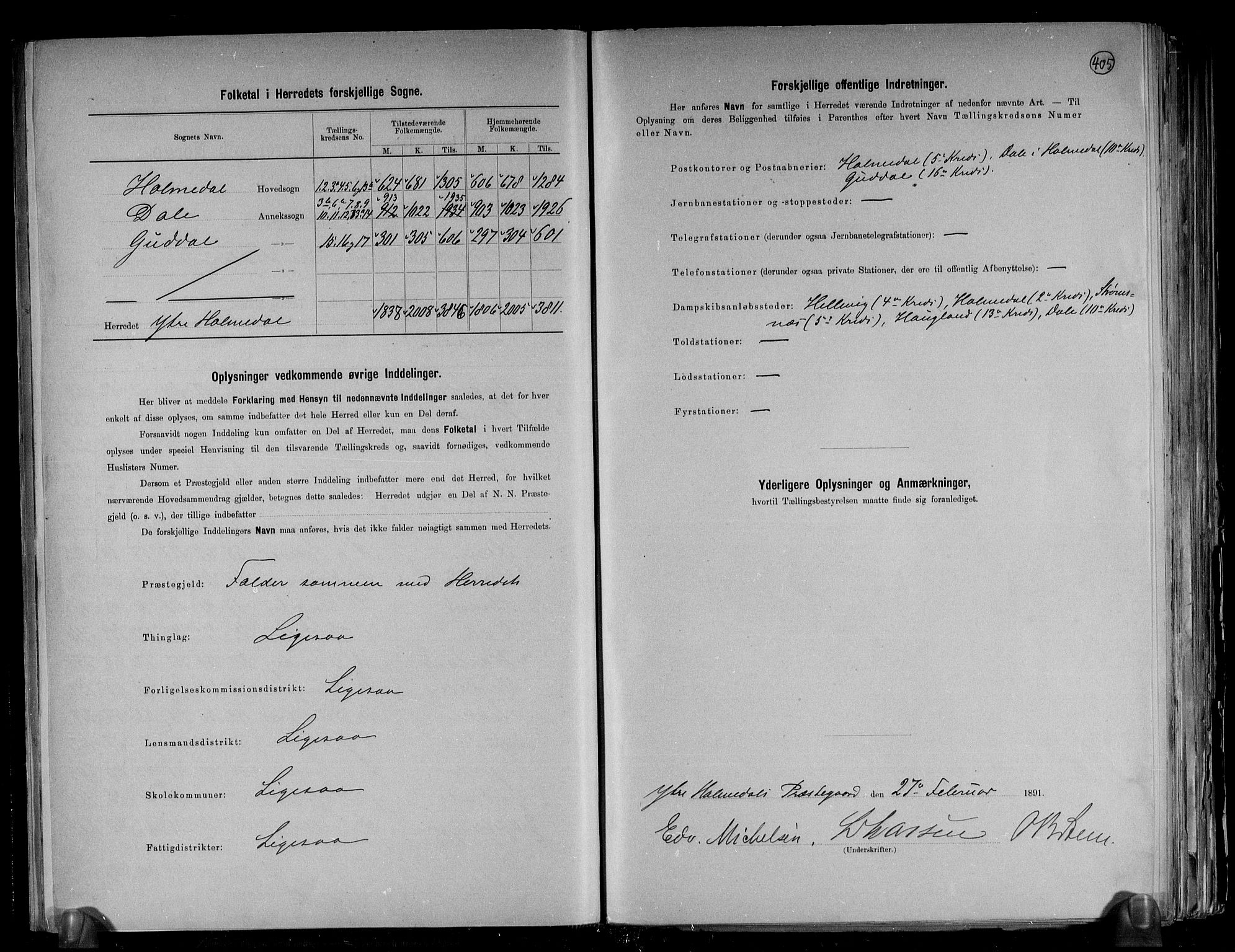 RA, 1891 census for 1429 Ytre Holmedal, 1891, p. 3