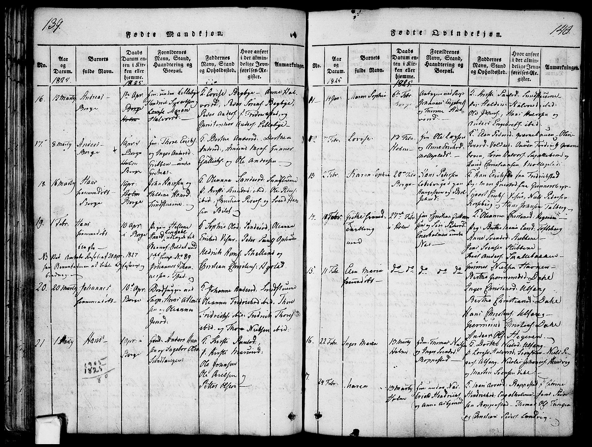 Borge prestekontor Kirkebøker, SAO/A-10903/F/Fa/L0003: Parish register (official) no. I 3, 1815-1836, p. 139-140