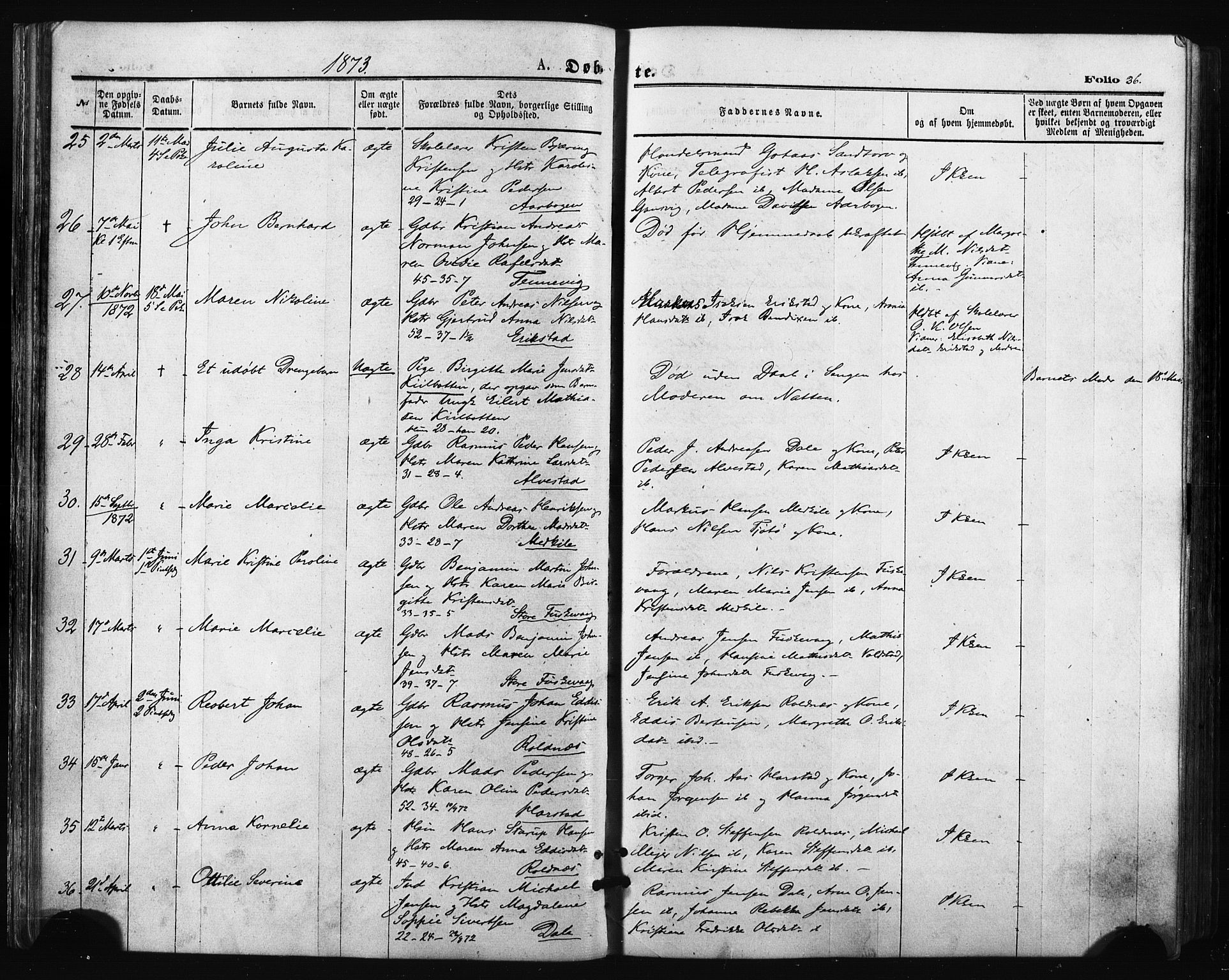 Trondenes sokneprestkontor, SATØ/S-1319/H/Ha/L0013kirke: Parish register (official) no. 13, 1870-1878, p. 36