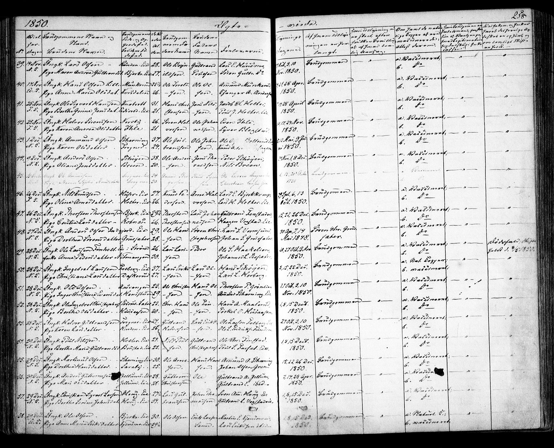 Nes prestekontor Kirkebøker, AV/SAO-A-10410/F/Fa/L0007: Parish register (official) no. I 7, 1846-1858, p. 258