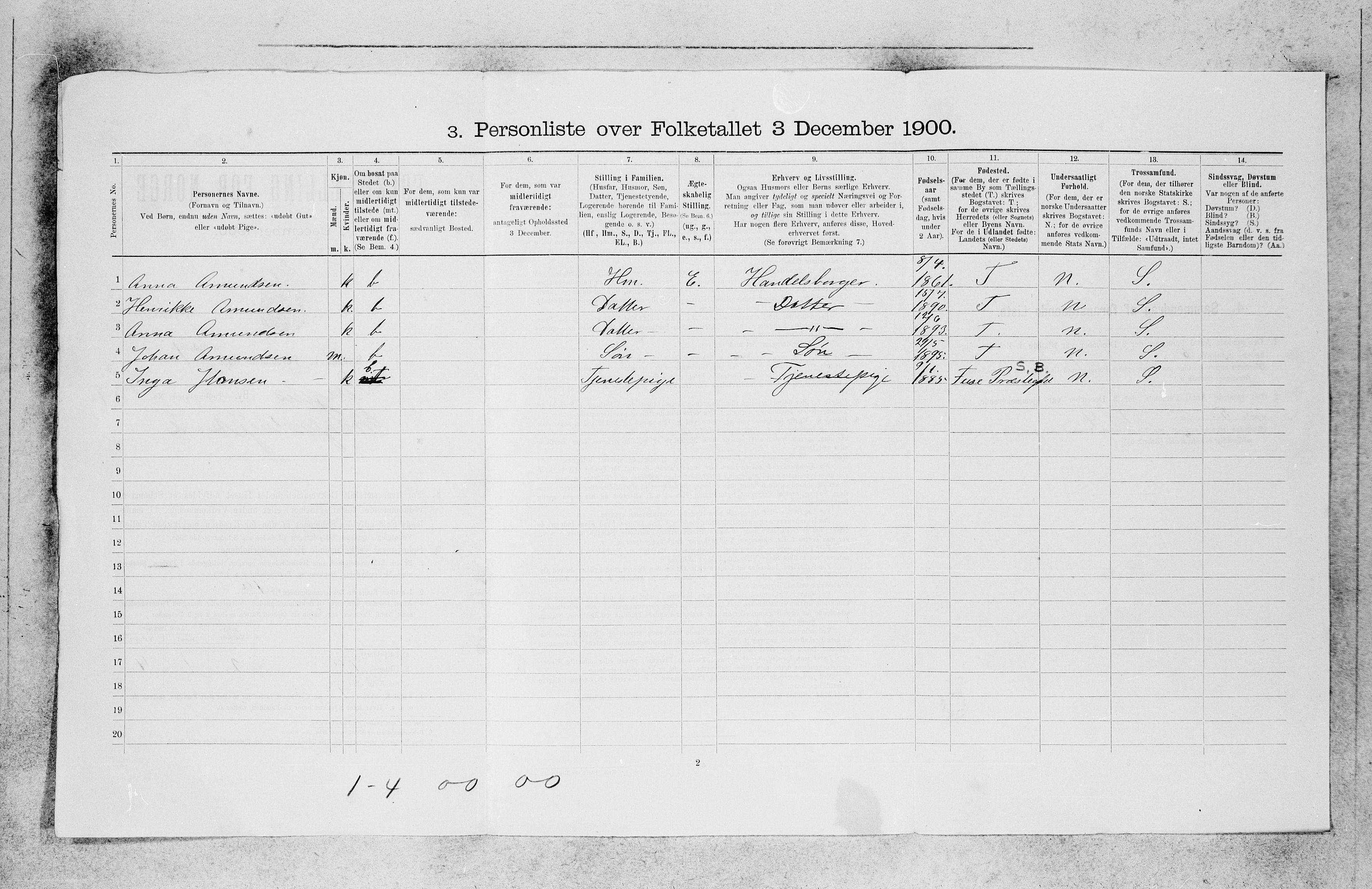 SAB, 1900 census for Bergen, 1900, p. 27726