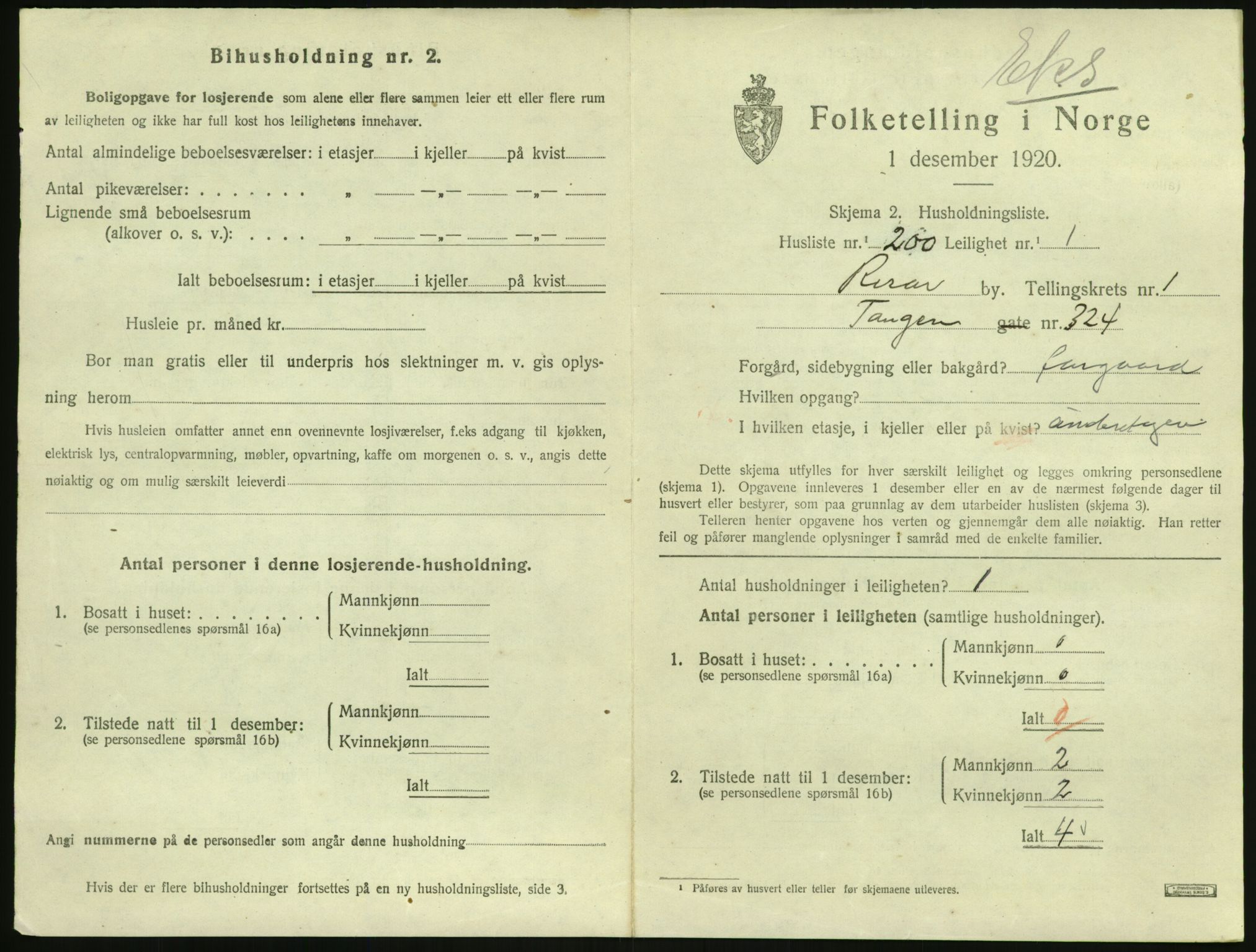 SAK, 1920 census for Risør, 1920, p. 1837