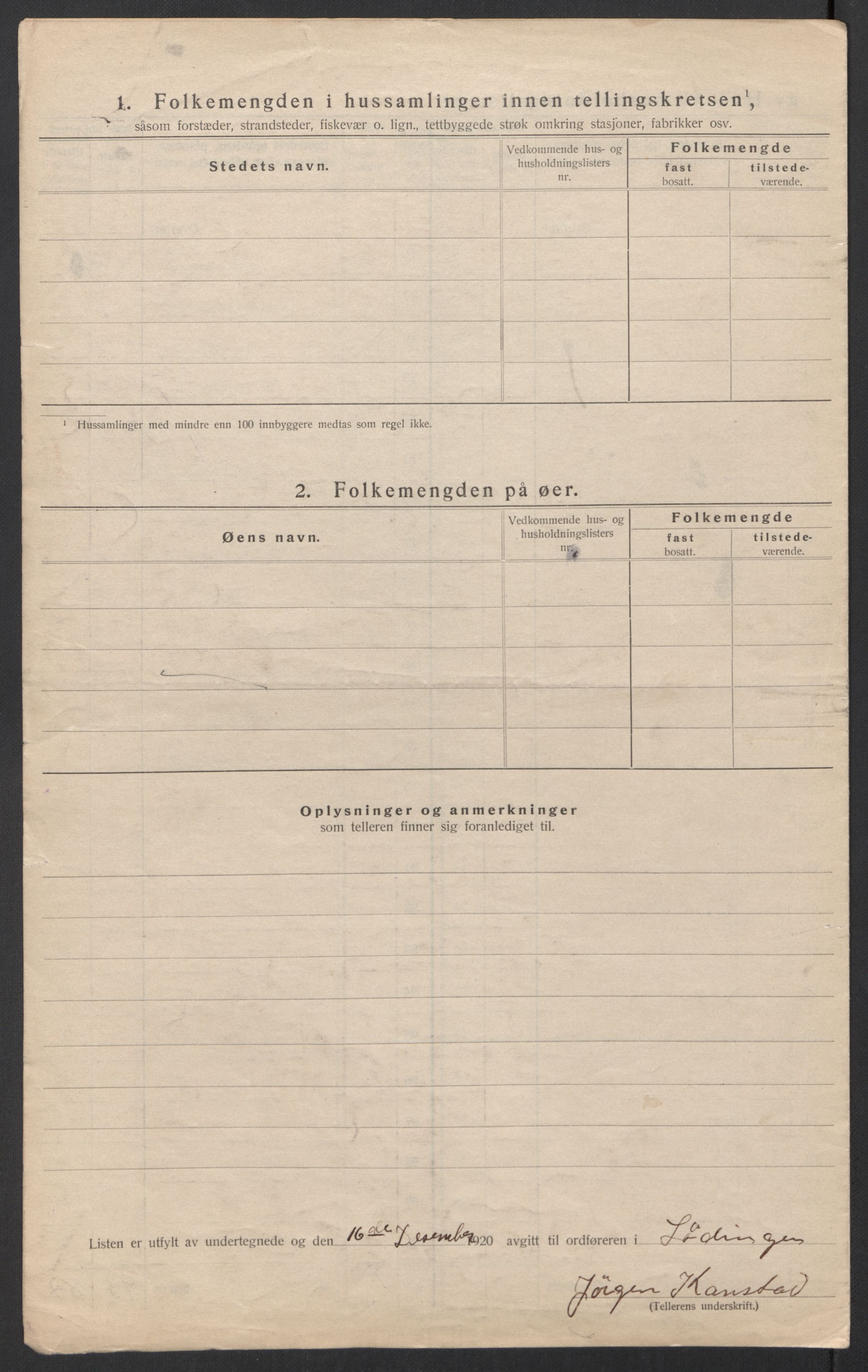 SAT, 1920 census for Lødingen, 1920, p. 50