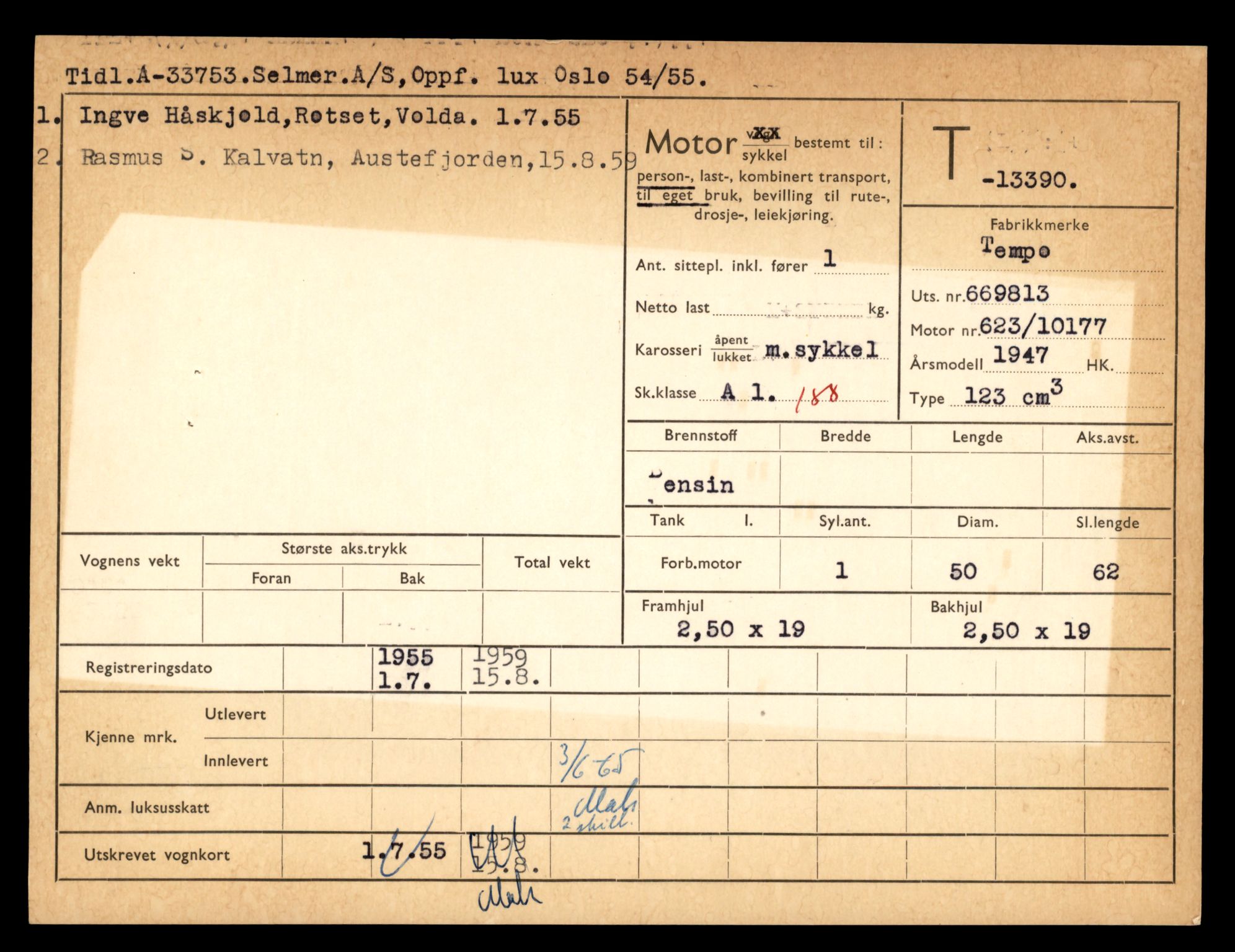 Møre og Romsdal vegkontor - Ålesund trafikkstasjon, AV/SAT-A-4099/F/Fe/L0039: Registreringskort for kjøretøy T 13361 - T 13530, 1927-1998, p. 475