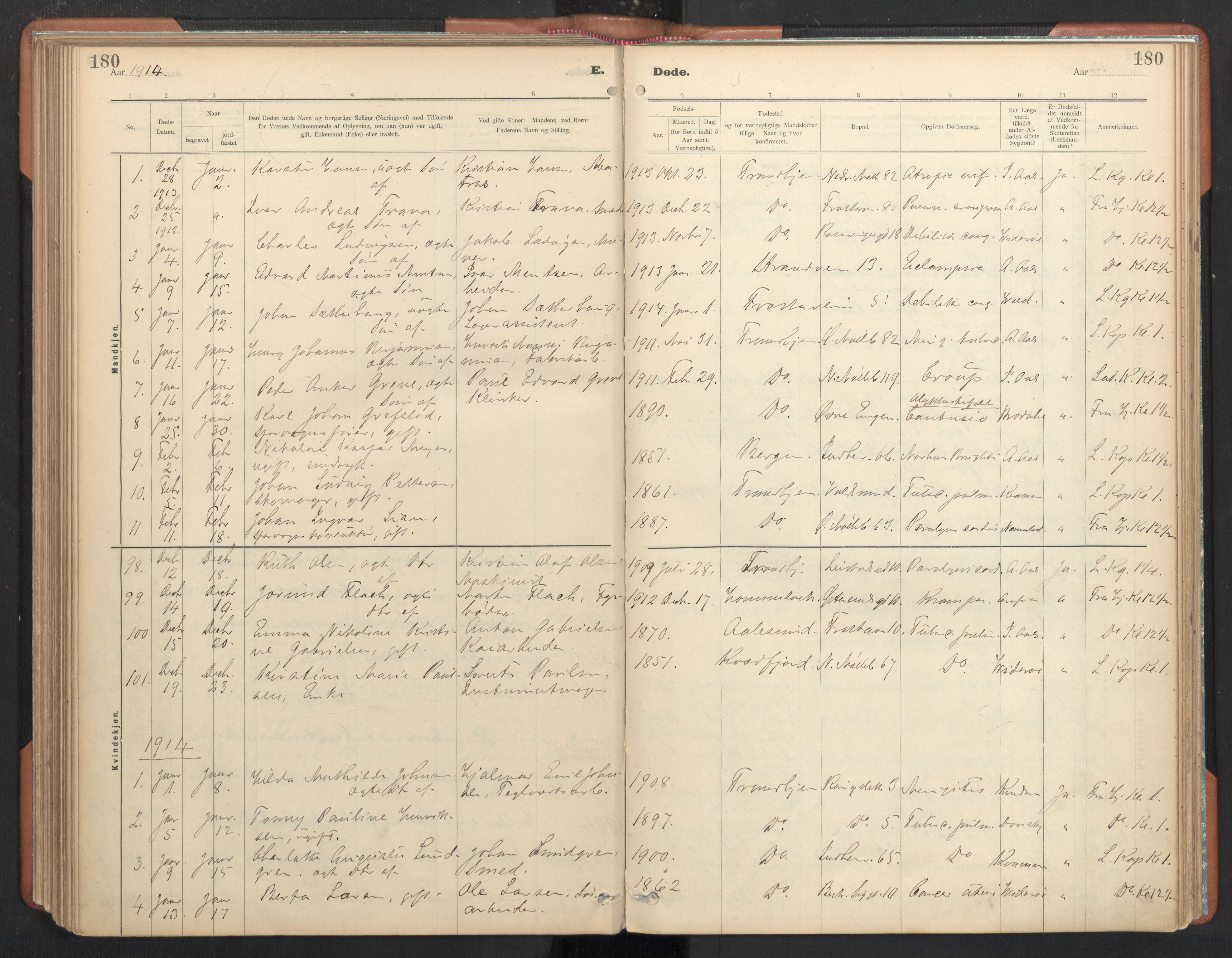 Ministerialprotokoller, klokkerbøker og fødselsregistre - Sør-Trøndelag, SAT/A-1456/605/L0244: Parish register (official) no. 605A06, 1908-1954, p. 180