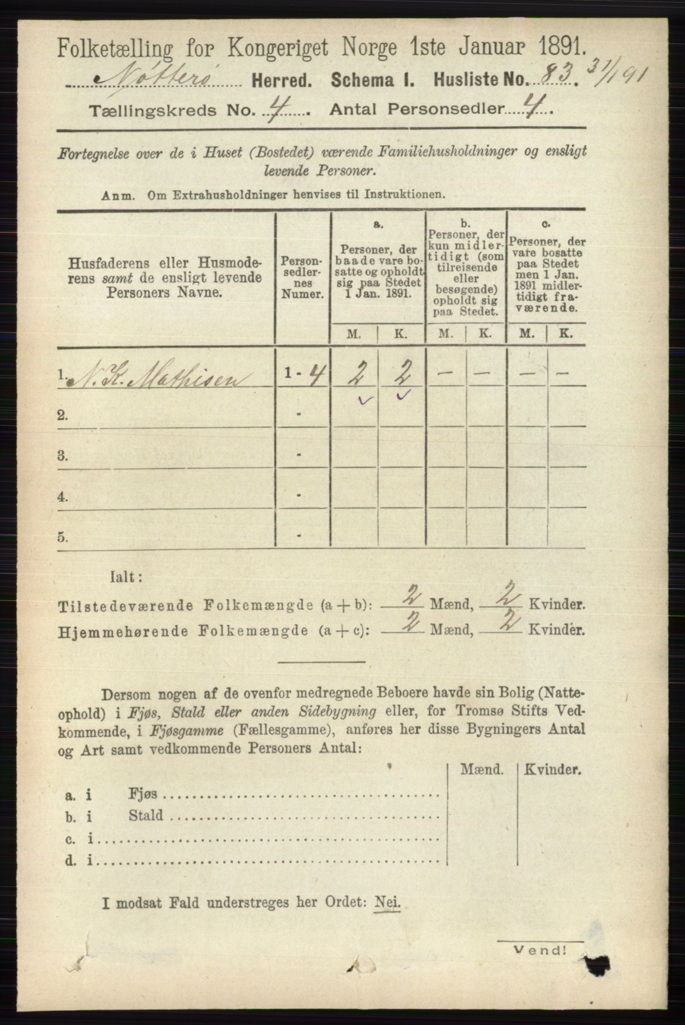 RA, 1891 census for 0722 Nøtterøy, 1891, p. 2026