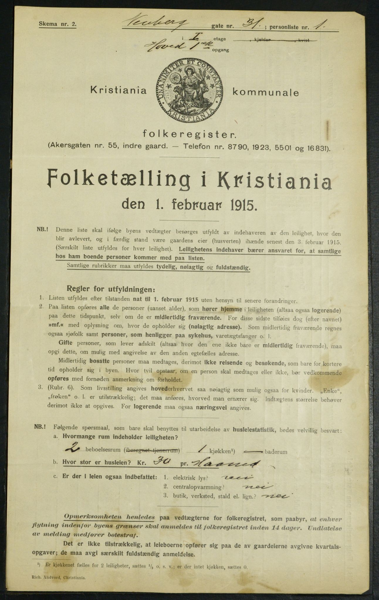 OBA, Municipal Census 1915 for Kristiania, 1915, p. 69539