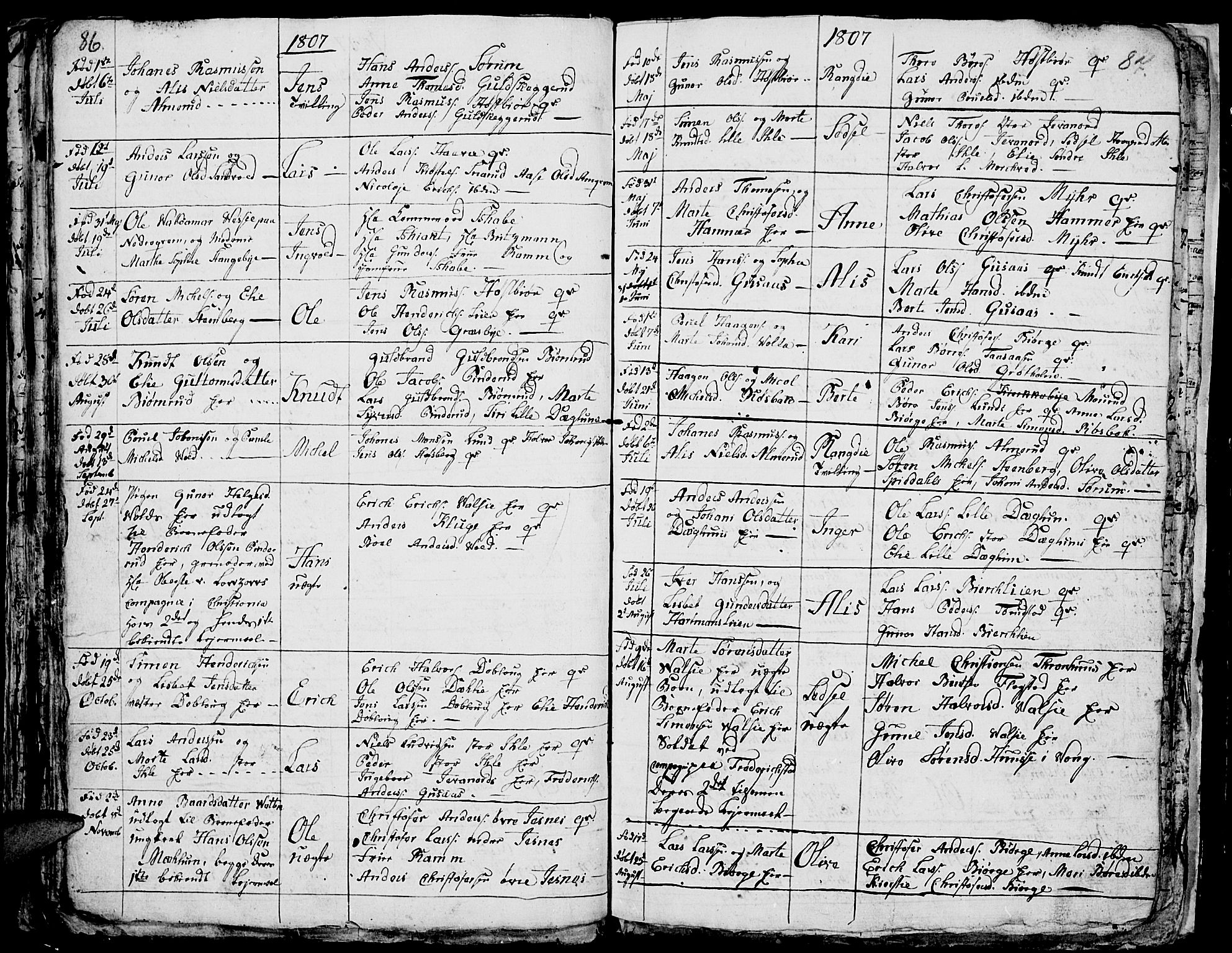 Vang prestekontor, Hedmark, SAH/PREST-008/H/Ha/Hab/L0001: Parish register (copy) no. 1, 1792-1814, p. 86-87