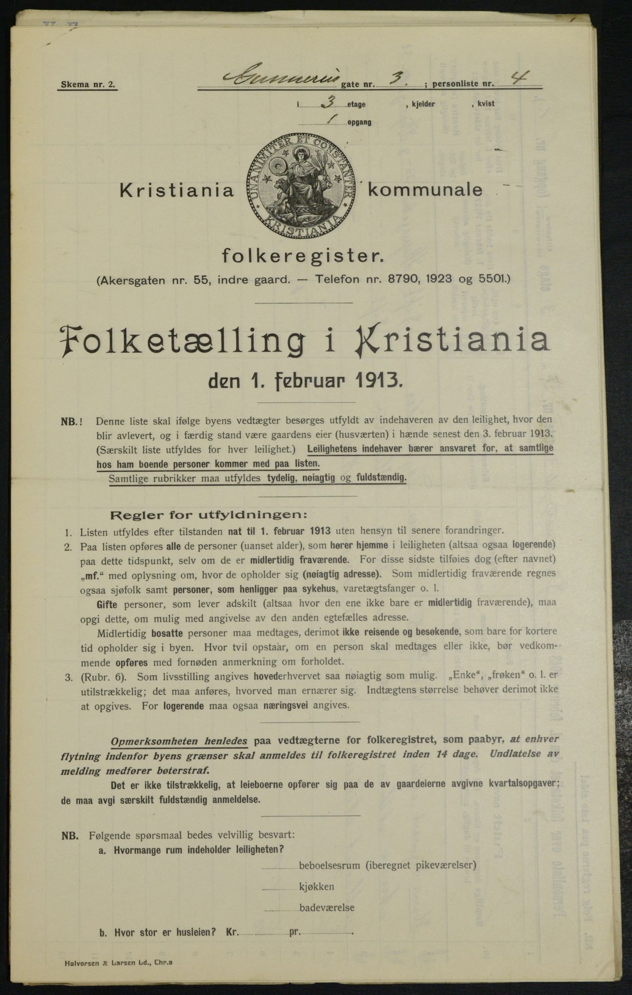 OBA, Municipal Census 1913 for Kristiania, 1913, p. 5057