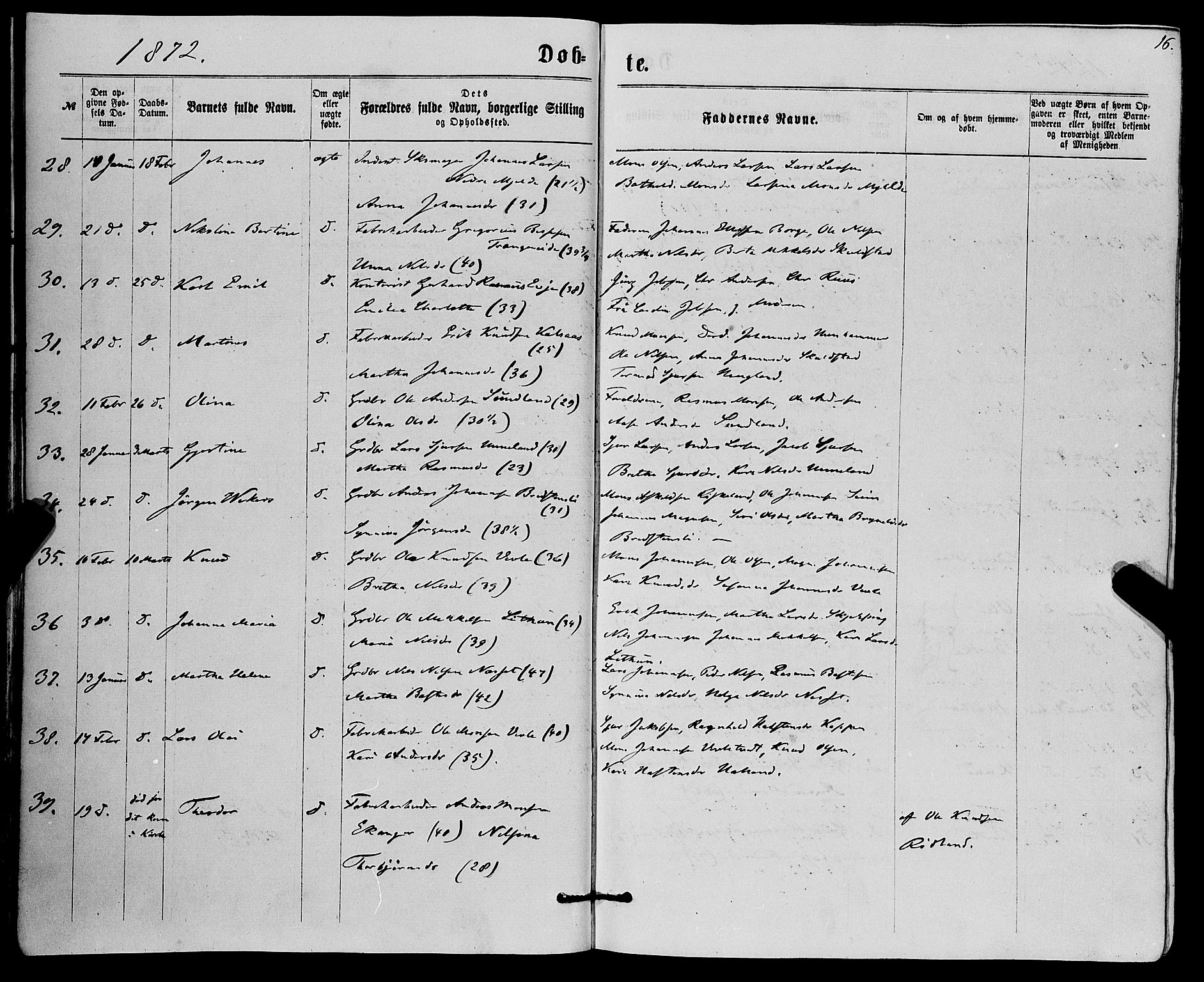 Haus sokneprestembete, SAB/A-75601/H/Haa: Parish register (official) no. A 18, 1871-1877, p. 16