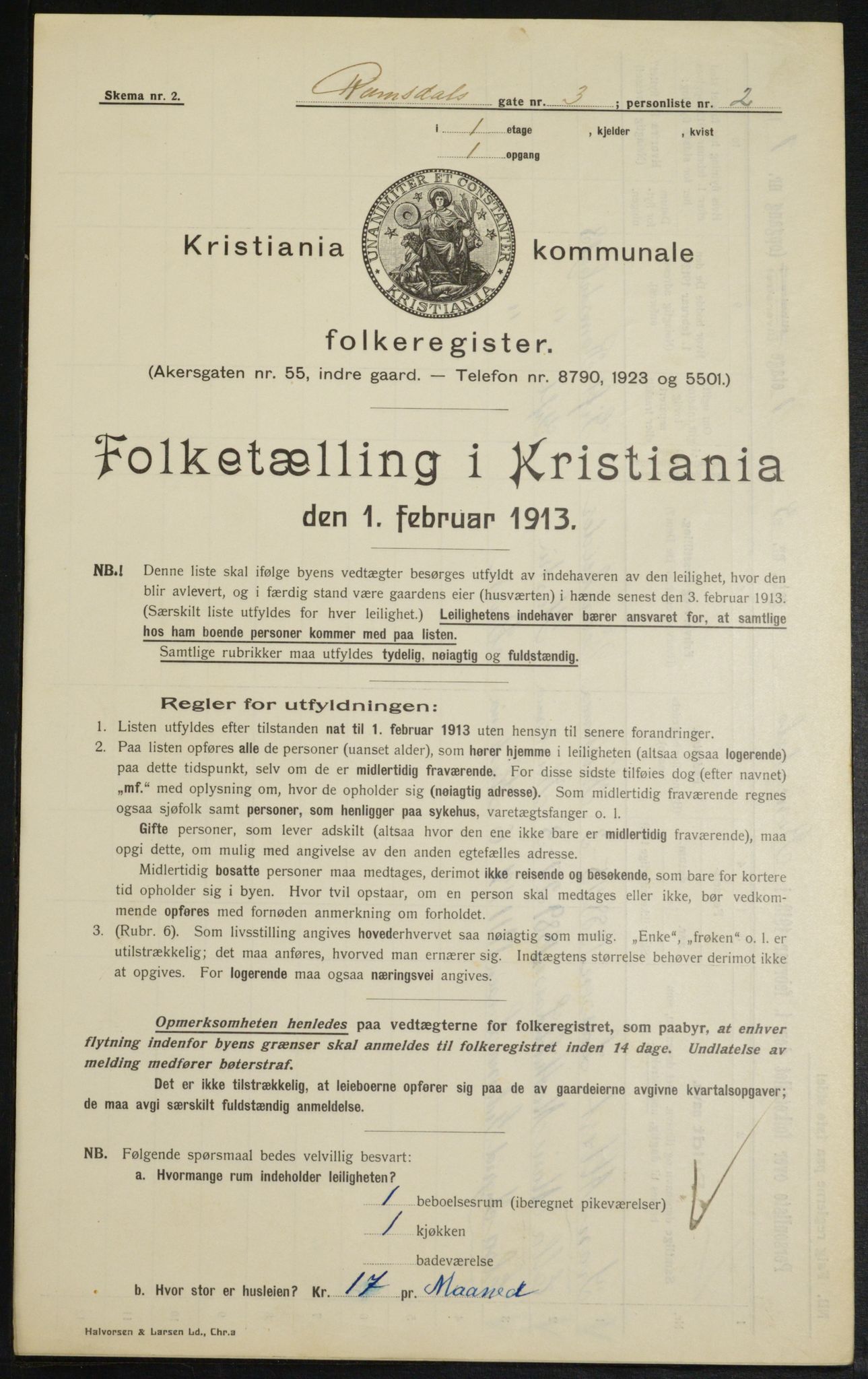 OBA, Municipal Census 1913 for Kristiania, 1913, p. 83238