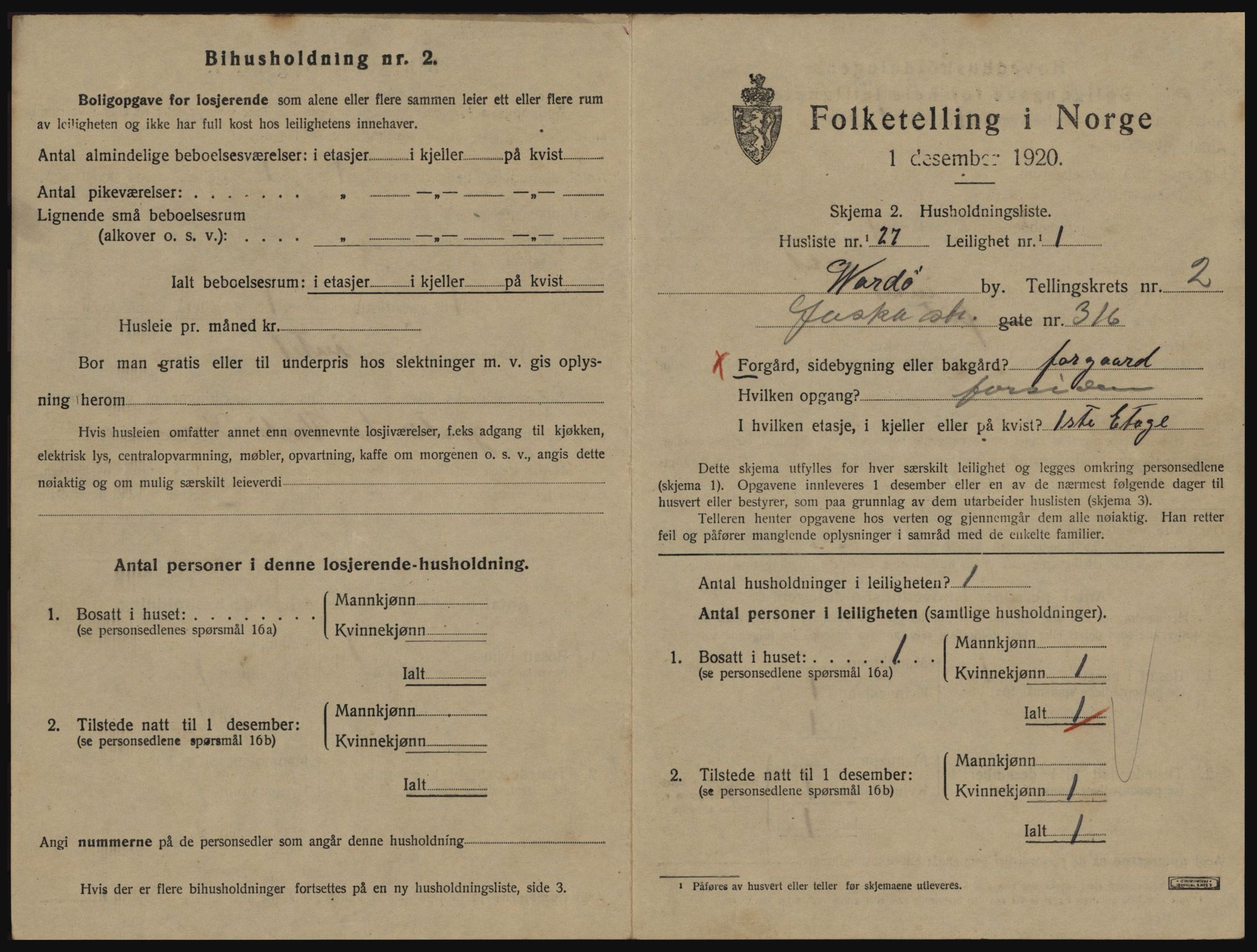 SATØ, 1920 census for Vardø, 1920, p. 1817