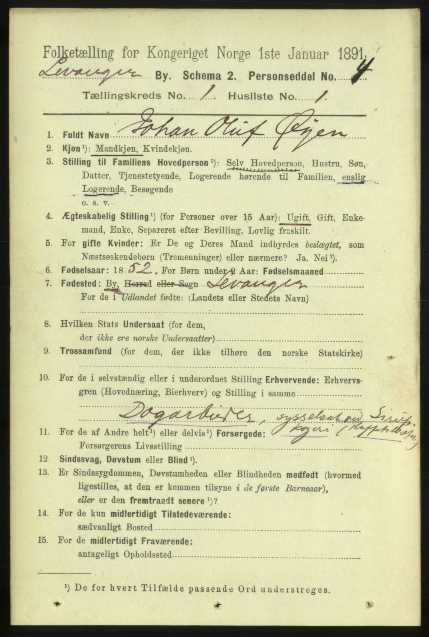 RA, 1891 census for 1701 Levanger, 1891, p. 101