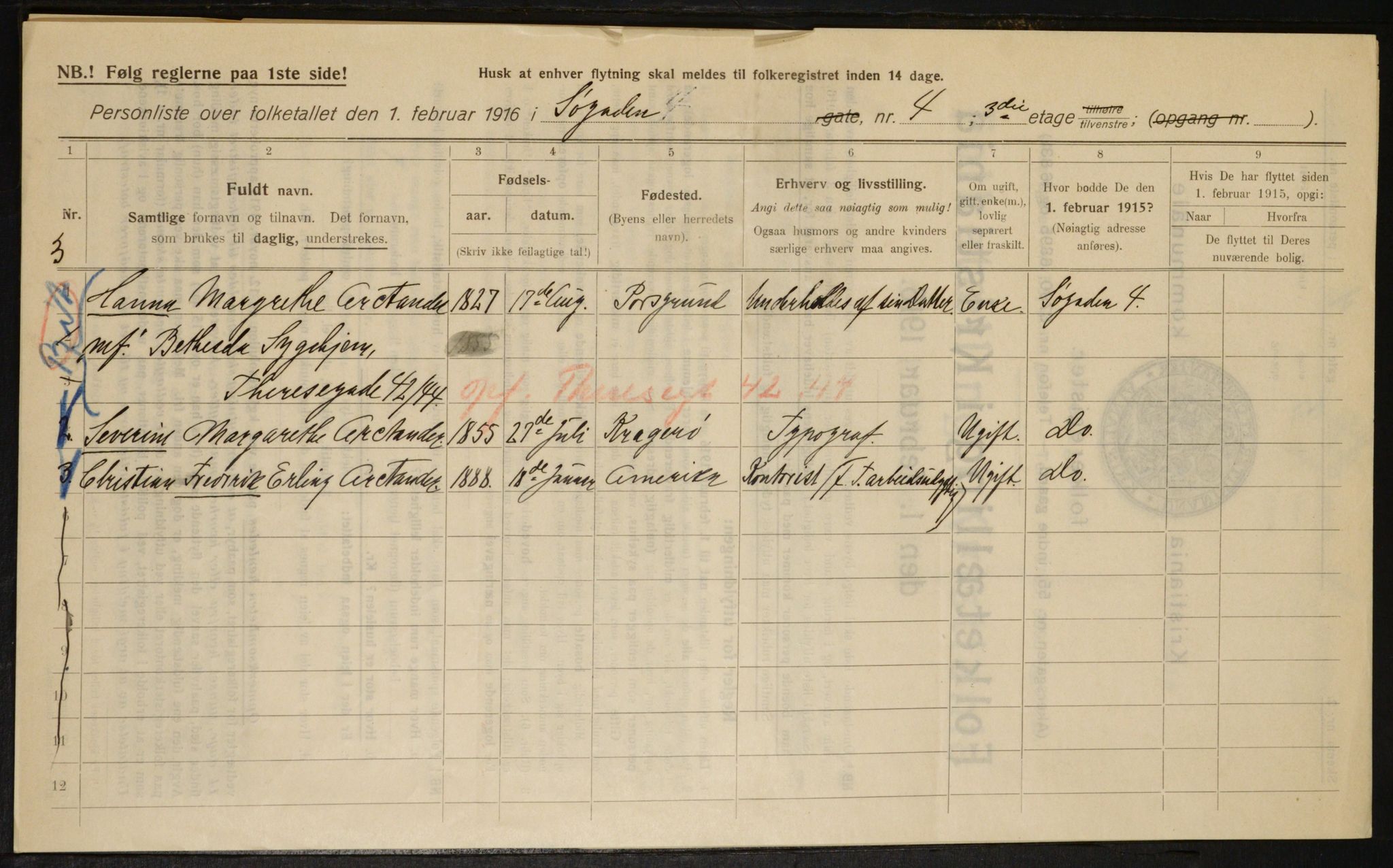 OBA, Municipal Census 1916 for Kristiania, 1916, p. 97554