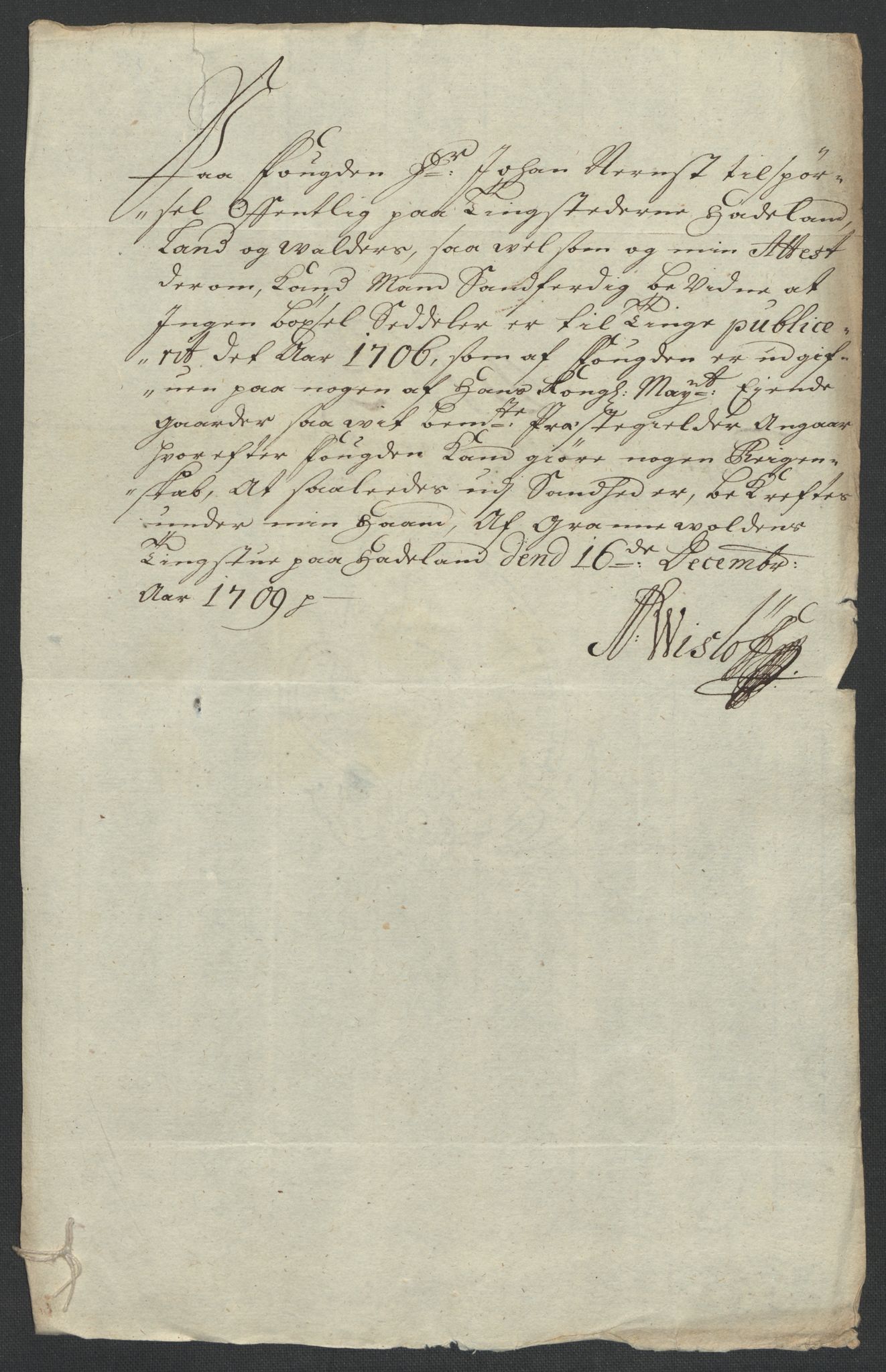 Rentekammeret inntil 1814, Reviderte regnskaper, Fogderegnskap, AV/RA-EA-4092/R18/L1304: Fogderegnskap Hadeland, Toten og Valdres, 1706, p. 501