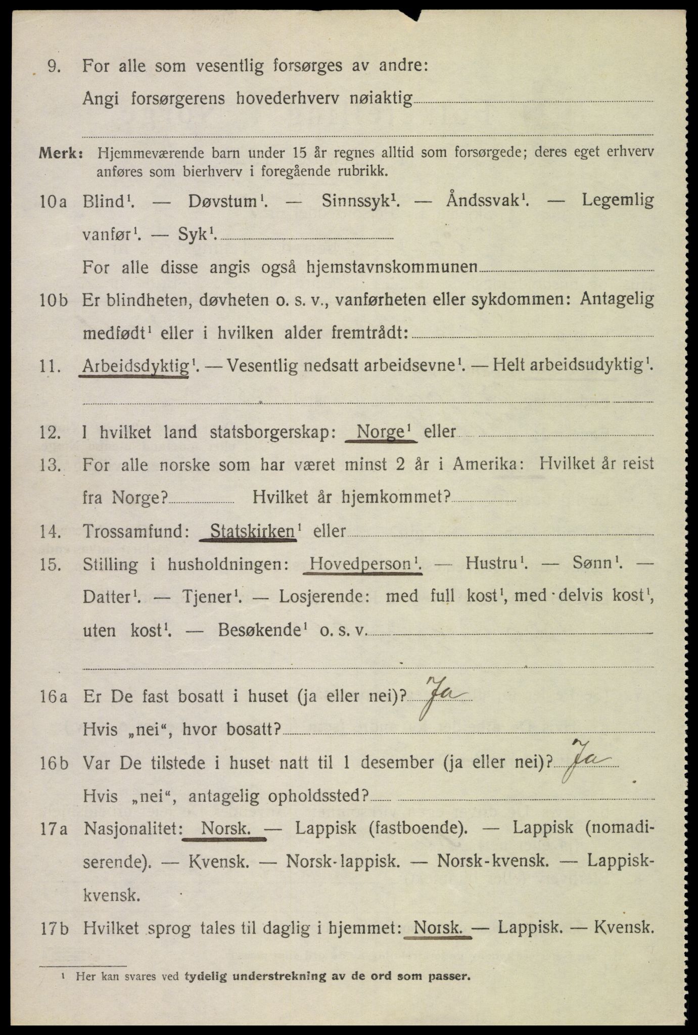 SAT, 1920 census for Vågan, 1920, p. 6142