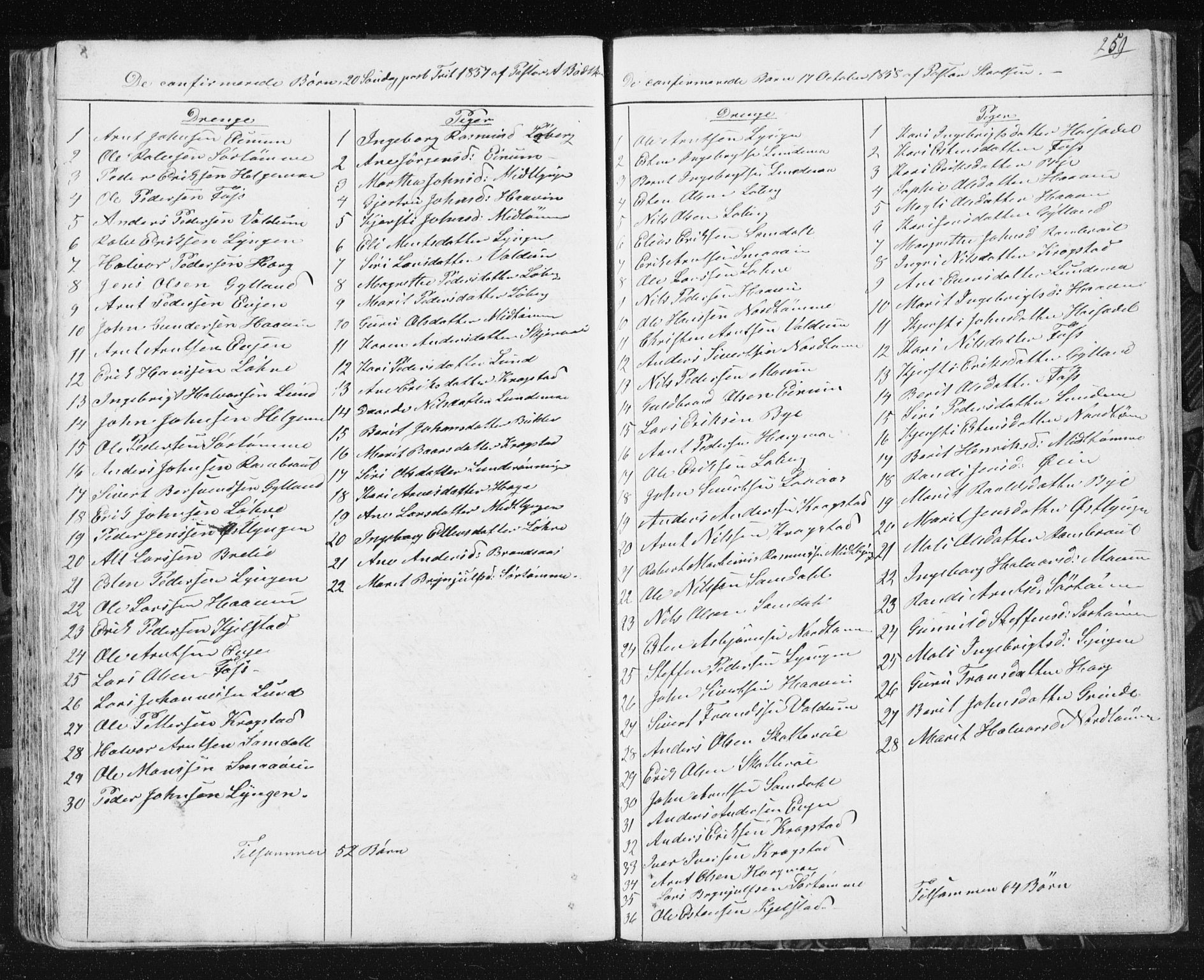 Ministerialprotokoller, klokkerbøker og fødselsregistre - Sør-Trøndelag, SAT/A-1456/692/L1110: Parish register (copy) no. 692C05, 1849-1889, p. 259