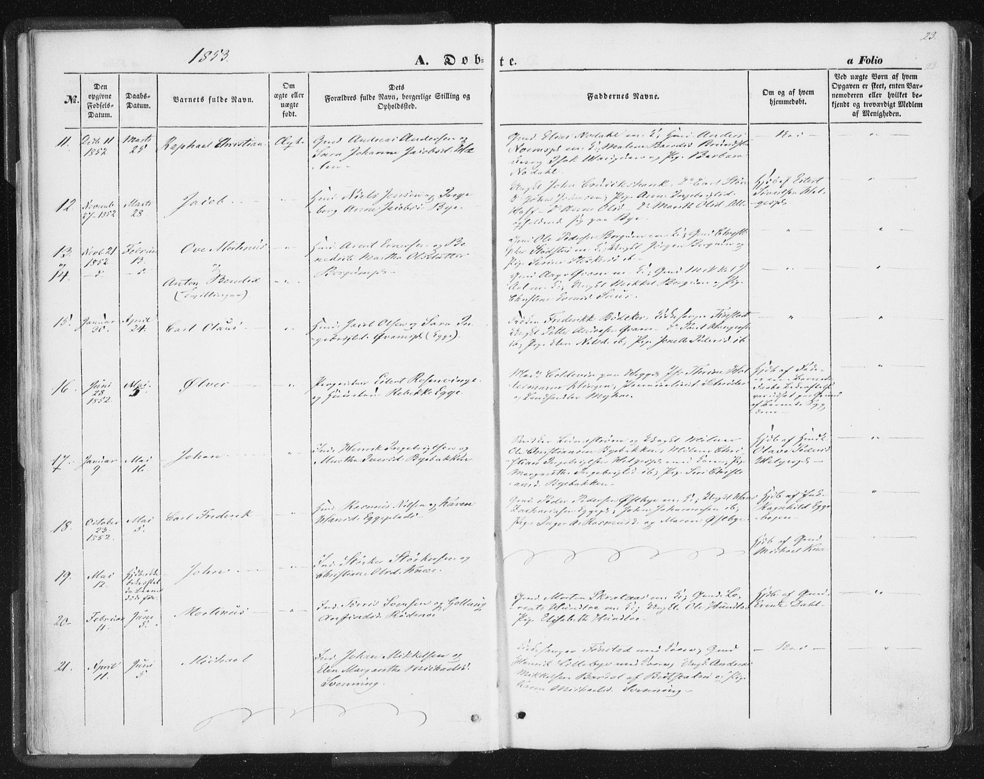 Ministerialprotokoller, klokkerbøker og fødselsregistre - Nord-Trøndelag, AV/SAT-A-1458/746/L0446: Parish register (official) no. 746A05, 1846-1859, p. 23