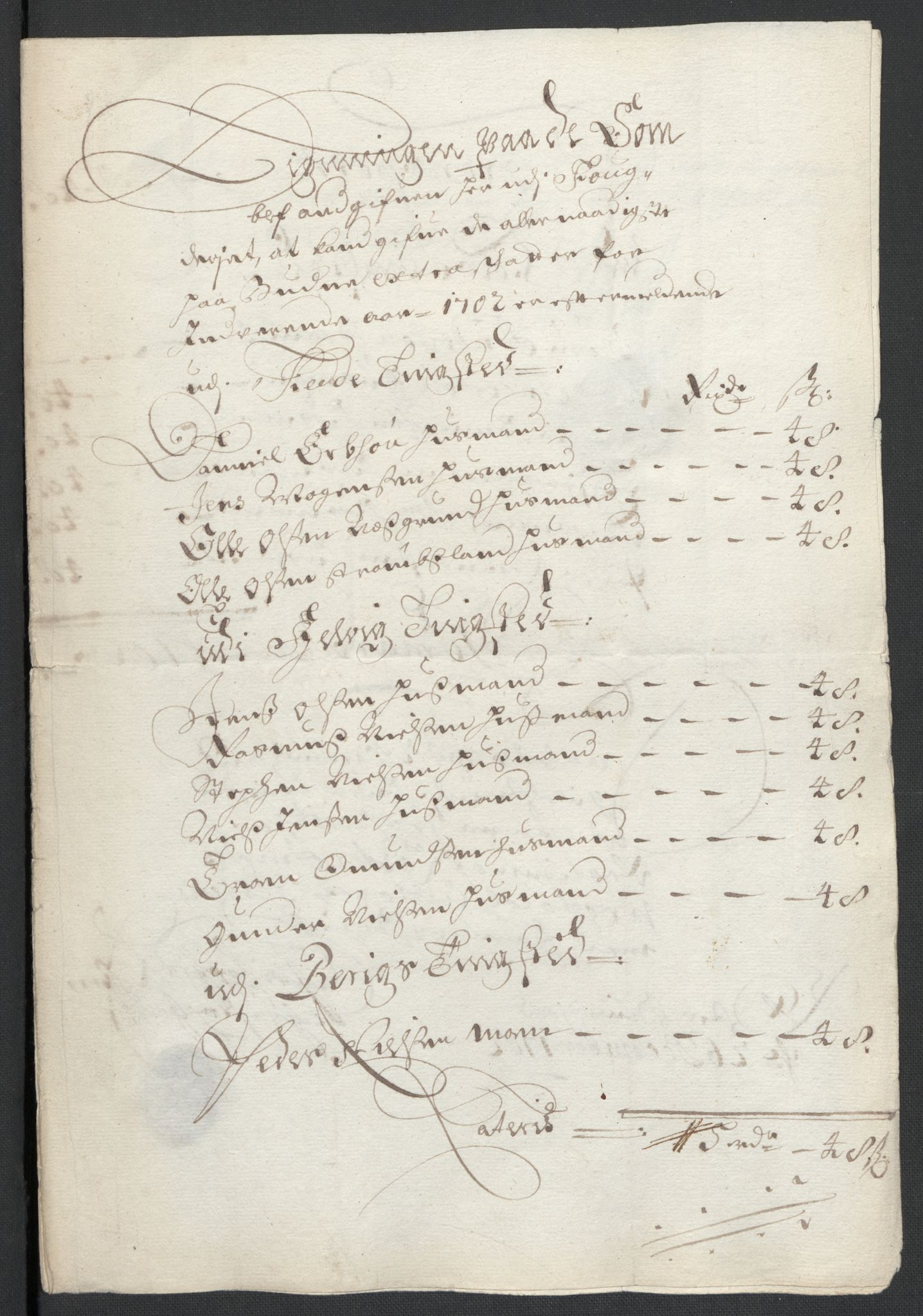 Rentekammeret inntil 1814, Reviderte regnskaper, Fogderegnskap, AV/RA-EA-4092/R43/L2549: Fogderegnskap Lista og Mandal, 1701-1702, p. 246