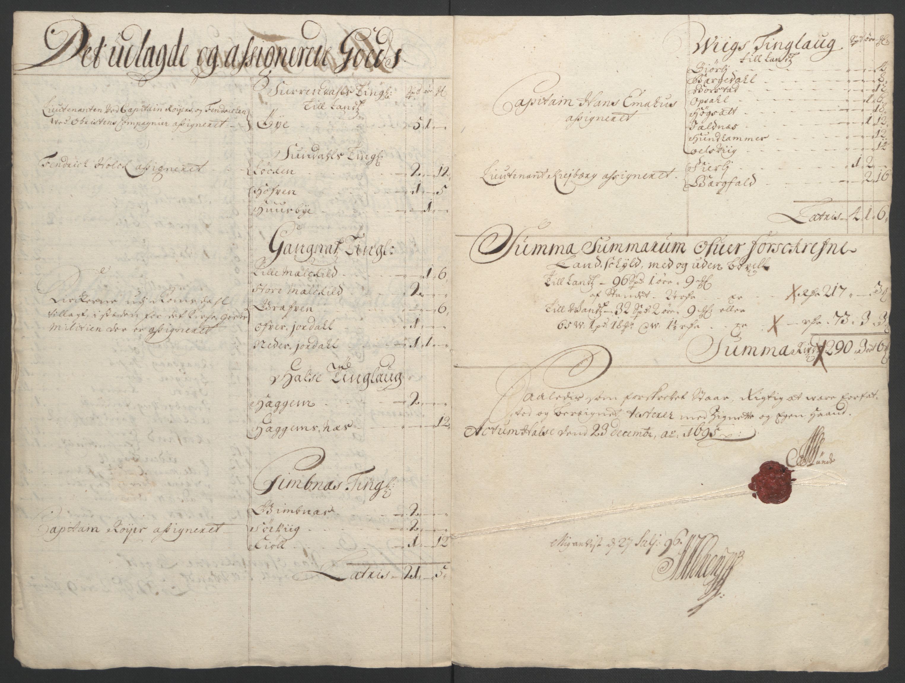 Rentekammeret inntil 1814, Reviderte regnskaper, Fogderegnskap, RA/EA-4092/R56/L3736: Fogderegnskap Nordmøre, 1694-1696, p. 282