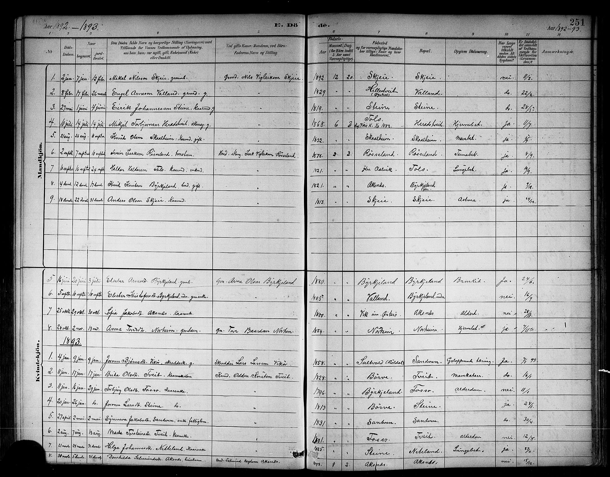 Kvam sokneprestembete, SAB/A-76201/H/Hab: Parish register (copy) no. B 3, 1884-1916, p. 251