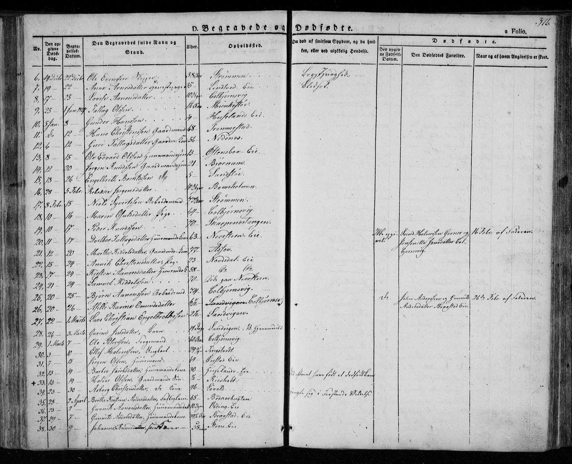 Øyestad sokneprestkontor, AV/SAK-1111-0049/F/Fa/L0013: Parish register (official) no. A 13, 1827-1842, p. 376