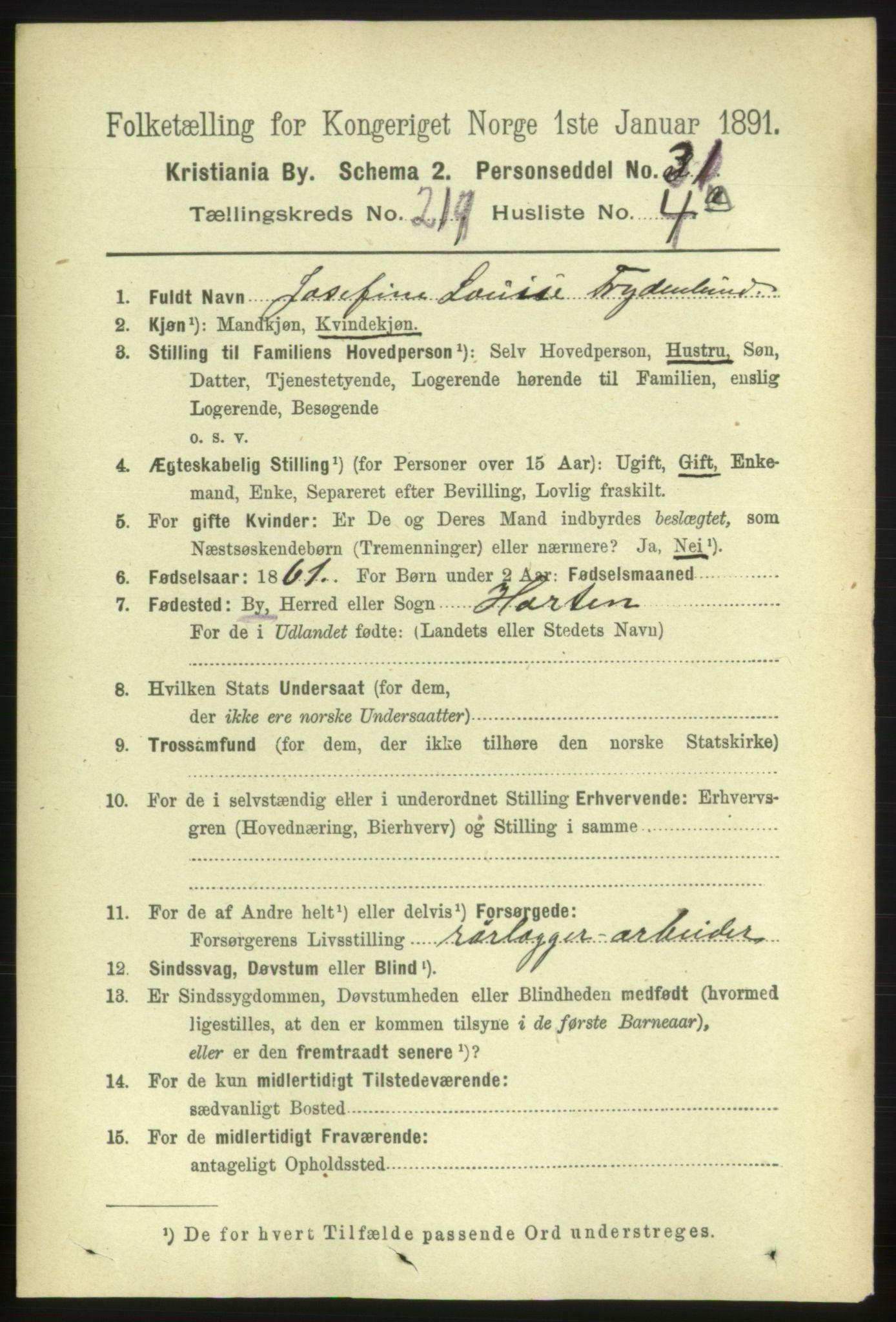 RA, 1891 census for 0301 Kristiania, 1891, p. 130078