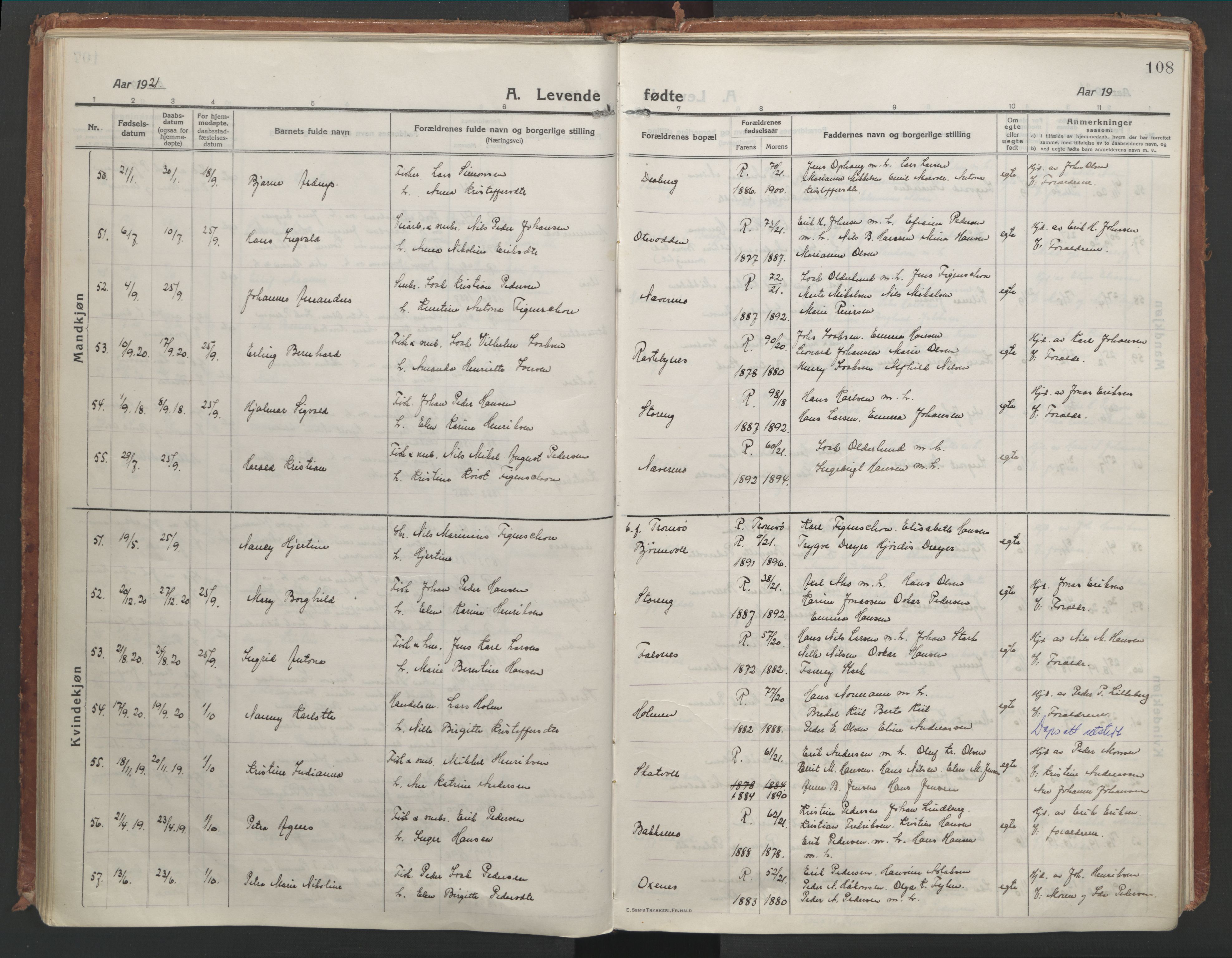 Lyngen sokneprestembete, SATØ/S-1289/H/He/Hea/L0012kirke: Parish register (official) no. 12, 1914-1923, p. 108