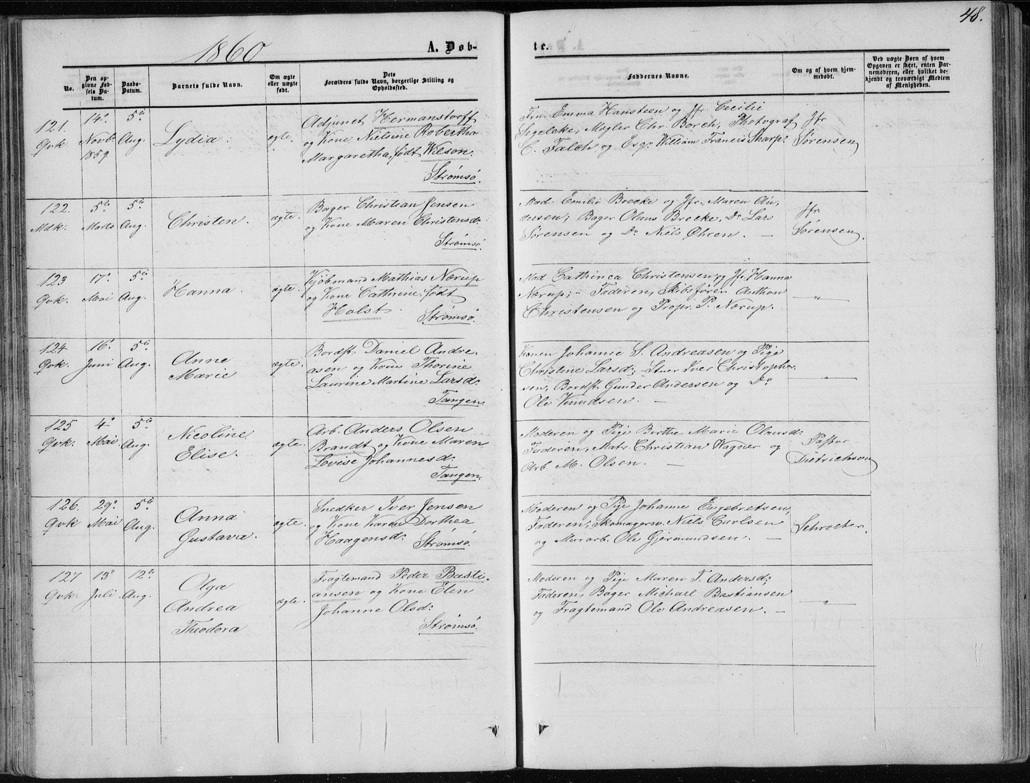 Strømsø kirkebøker, AV/SAKO-A-246/F/Fa/L0015: Parish register (official) no. I 15, 1859-1868, p. 48