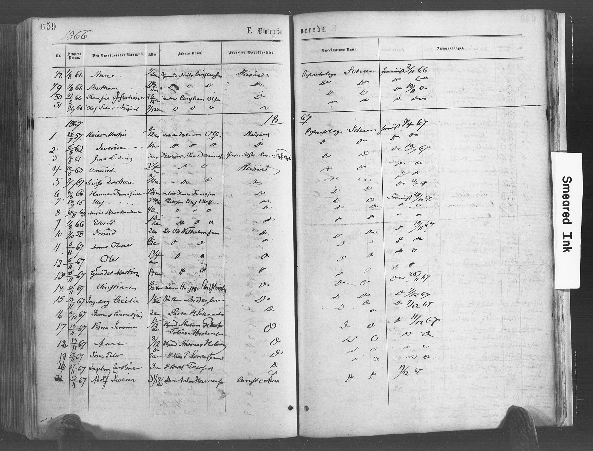 Risør sokneprestkontor, SAK/1111-0035/F/Fa/L0004: Parish register (official) no. A 4, 1865-1882, p. 659
