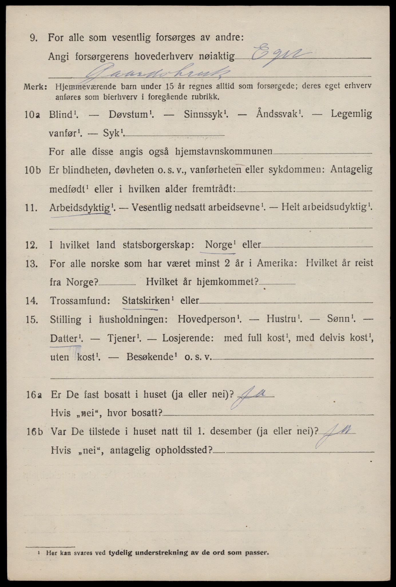 SAST, 1920 census for Skudenes, 1920, p. 3995