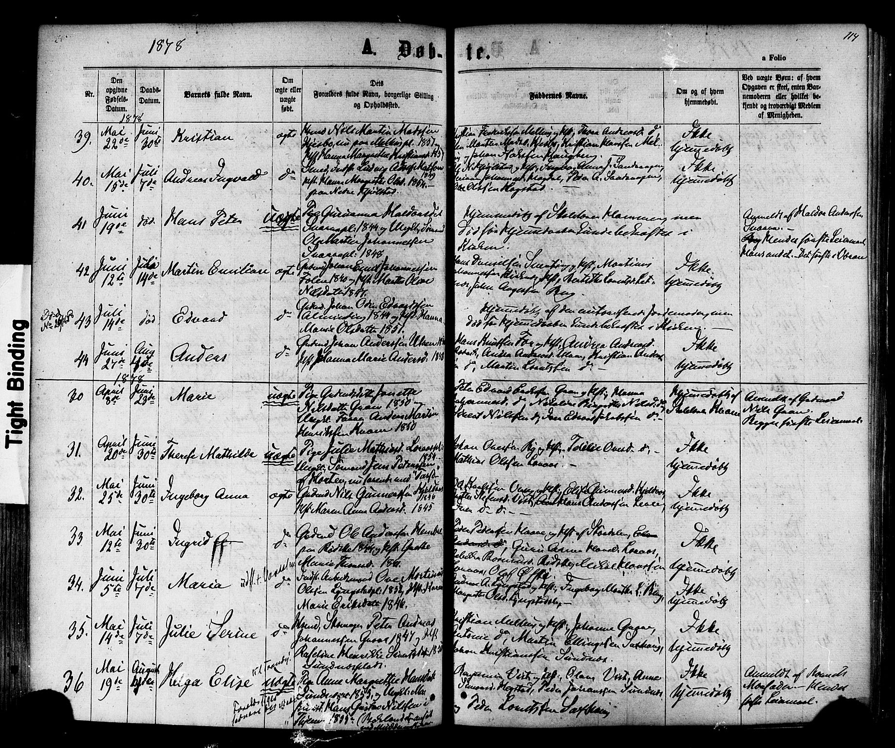 Ministerialprotokoller, klokkerbøker og fødselsregistre - Nord-Trøndelag, SAT/A-1458/730/L0284: Parish register (official) no. 730A09, 1866-1878, p. 114
