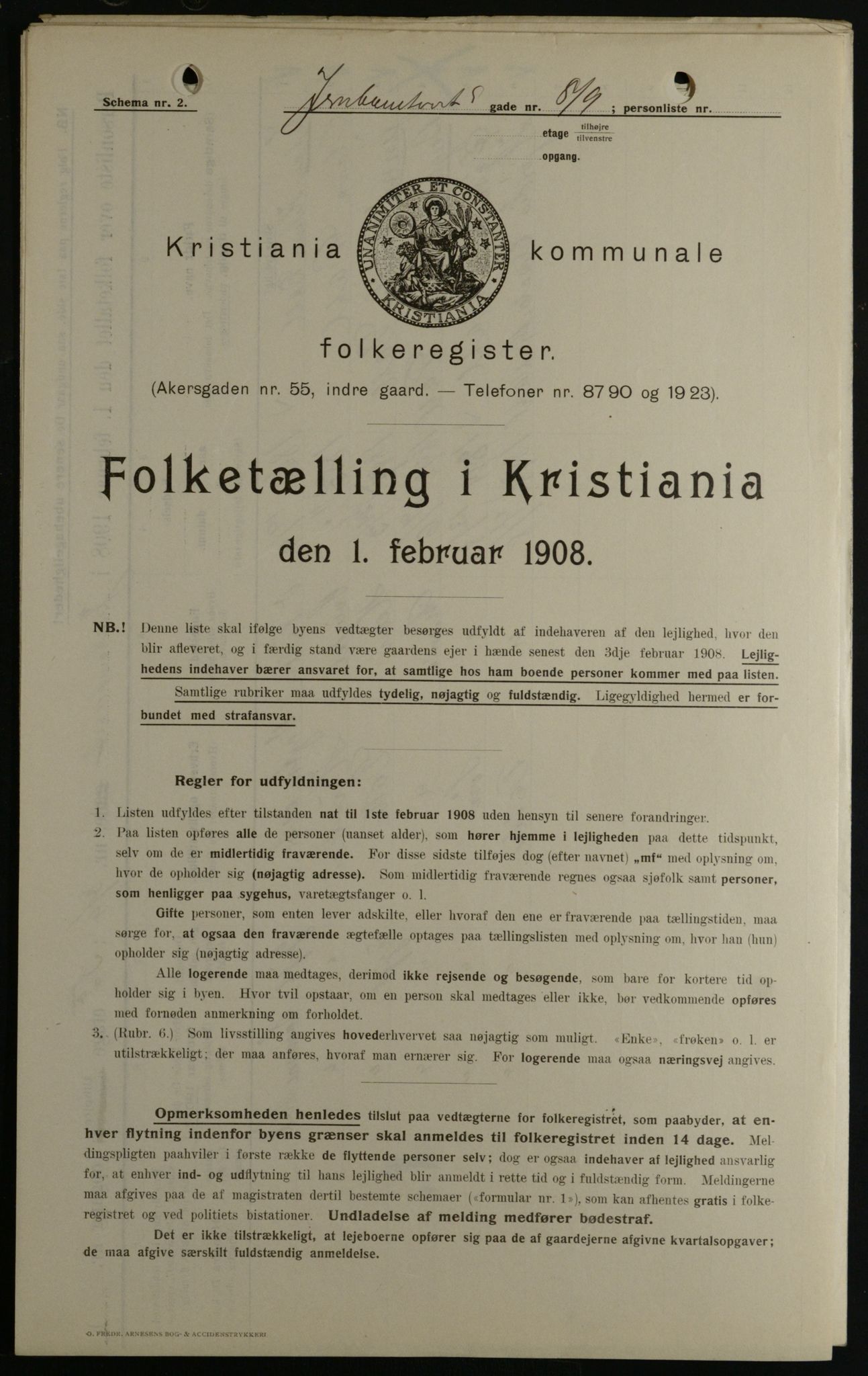 OBA, Municipal Census 1908 for Kristiania, 1908, p. 41947