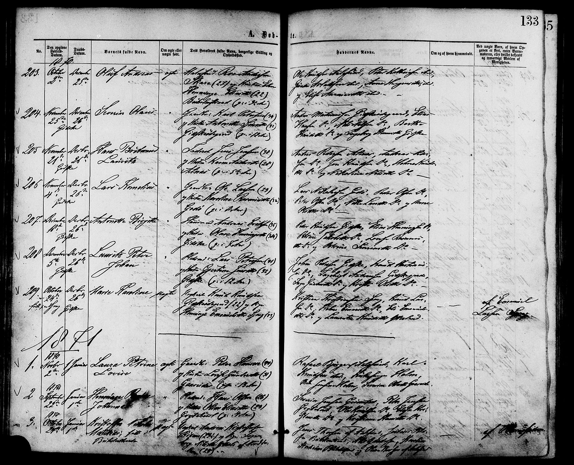 Ministerialprotokoller, klokkerbøker og fødselsregistre - Møre og Romsdal, AV/SAT-A-1454/528/L0399: Parish register (official) no. 528A10, 1864-1879, p. 133